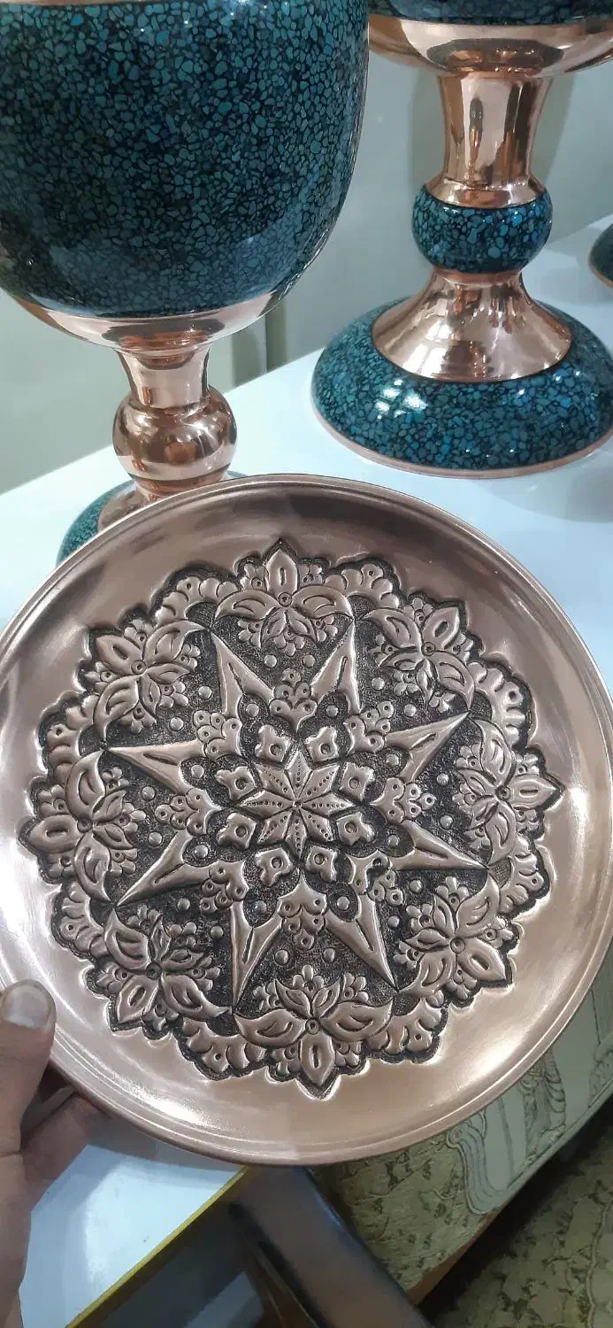 شیرینی خوری قلمزنی ۲۵ سانتی|صنایع دستی و سایر لوازم تزئینی|اصفهان, هفتون|دیوار
