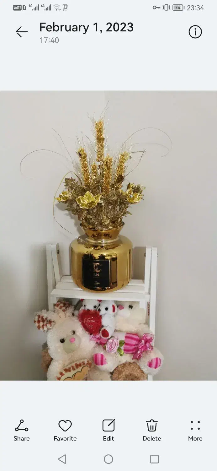 گل و گلدان طلایی|گل مصنوعی|خرم‌آباد, |دیوار