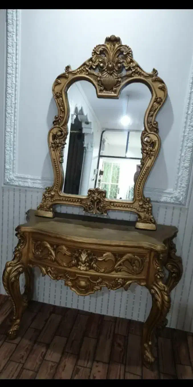 آینه کنسول جنس رزین طلایی رنگ|بوفه، ویترین، کنسول|بندر ماهشهر, |دیوار
