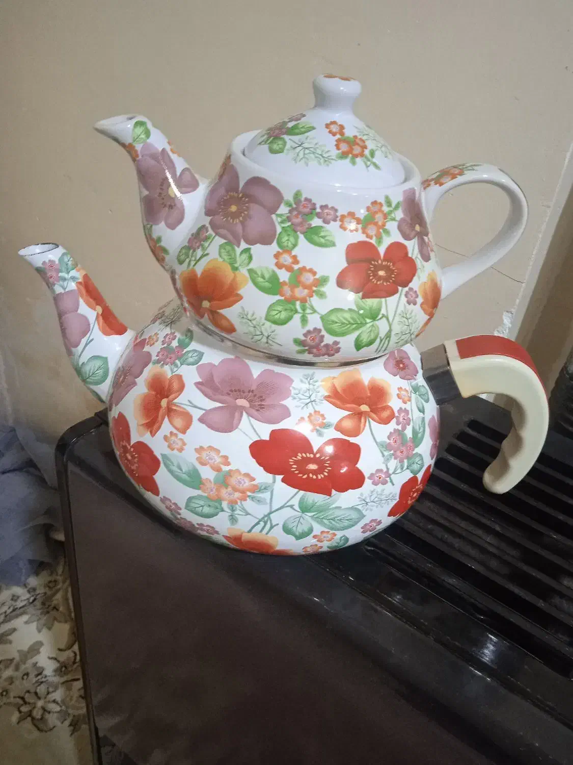 کتری و قوری لعابی .جنس قوری چینی|قوری، کتری، قهوهساز دستی|نورآباد, |دیوار