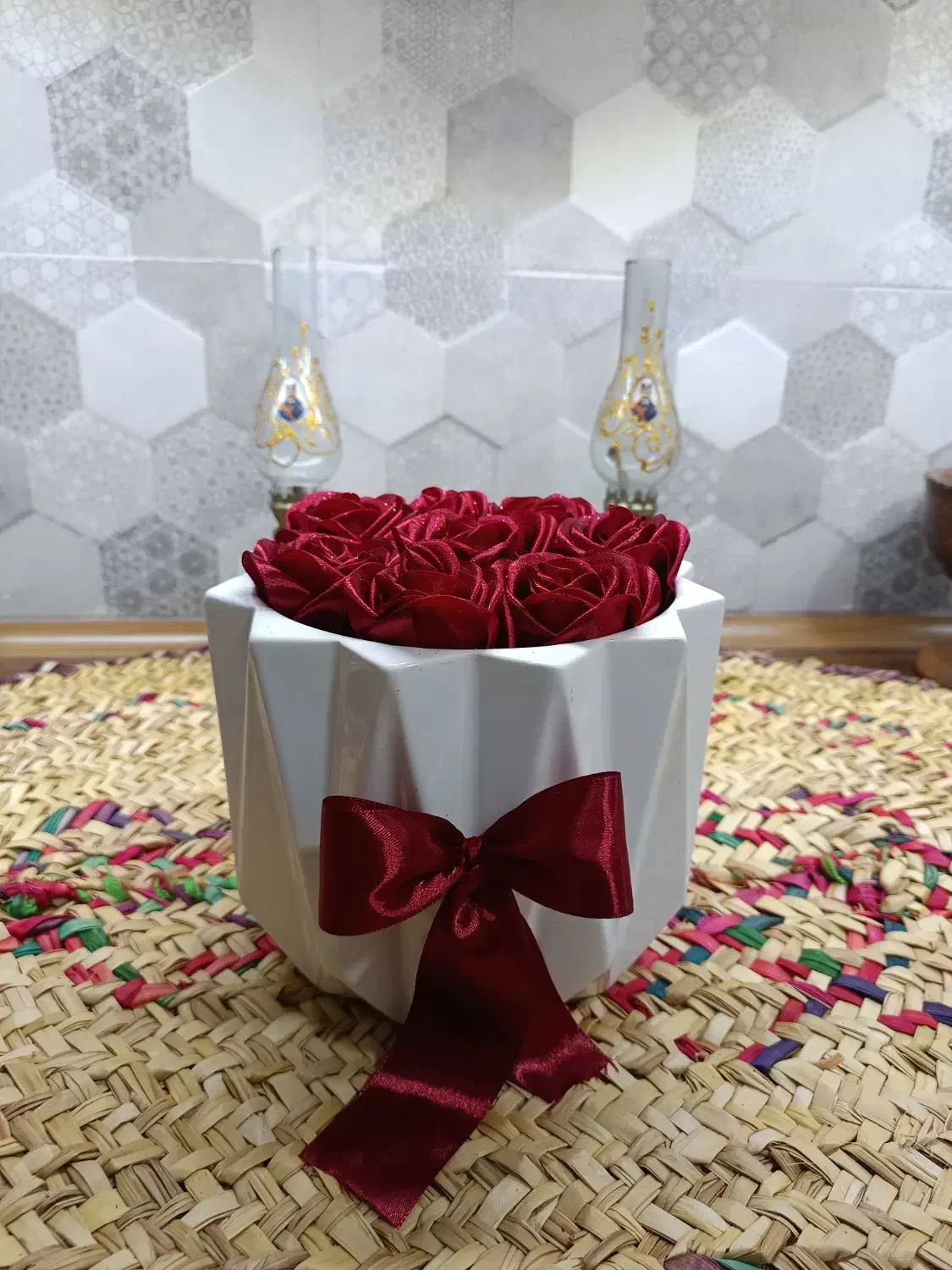 گل رز روبانی|گل مصنوعی|رشت, توشیبا|دیوار