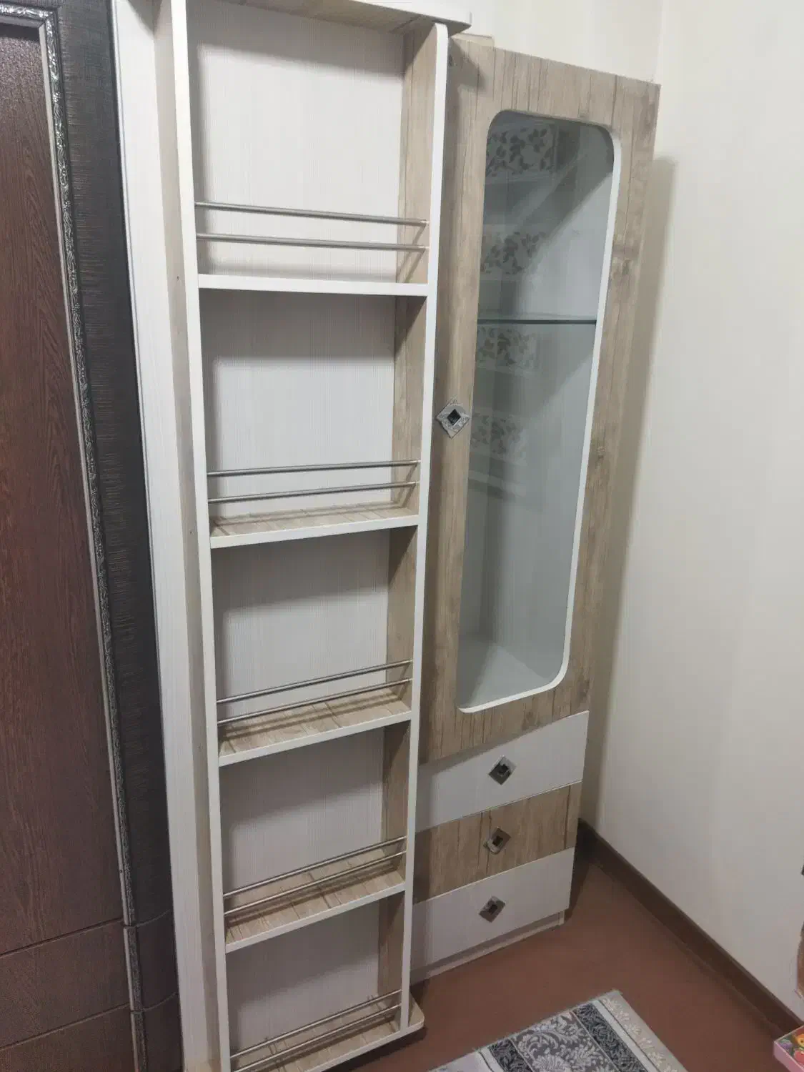 کمد بچه و ویترین و کمد لباس و دراول با آینه|جاکفشی، کمد، دراور|خاوران, |دیوار