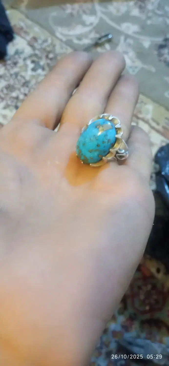انگشتر نقره فیروزه کرمان سایز بزرگ|جواهرات|سقز, |دیوار