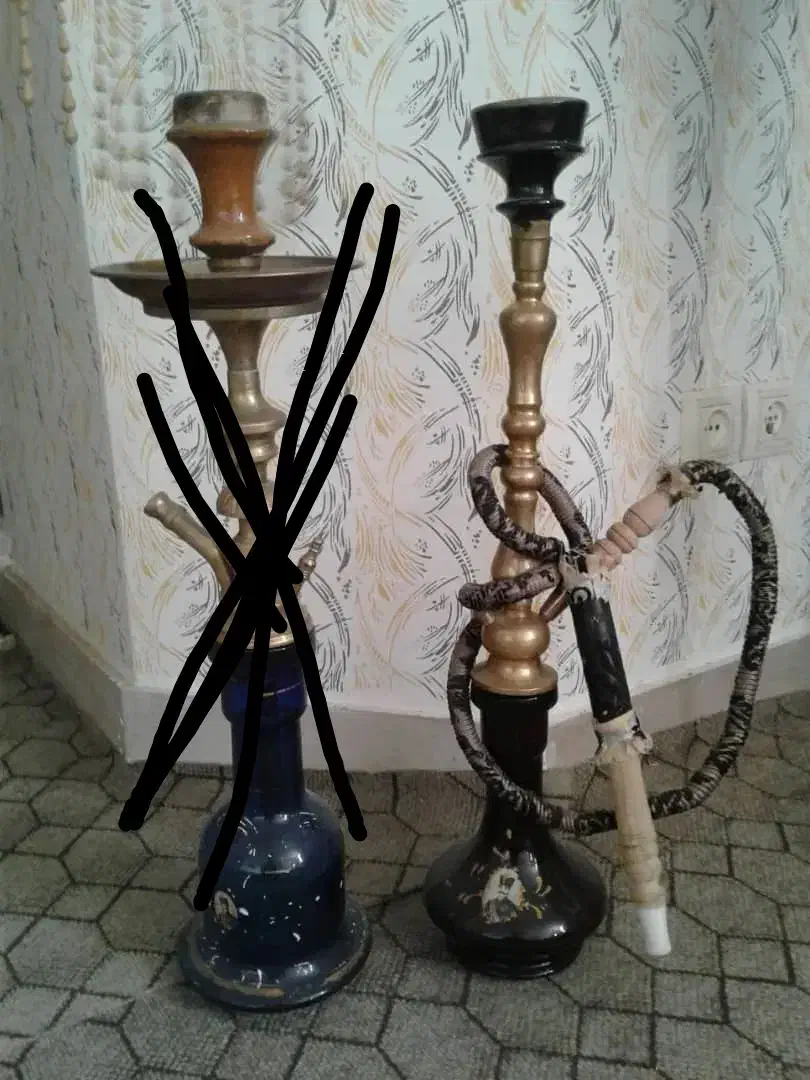 قلیان برنجی تو پر قدیمی|کلکسیون اشیاء عتیقه|پیشوا, |دیوار