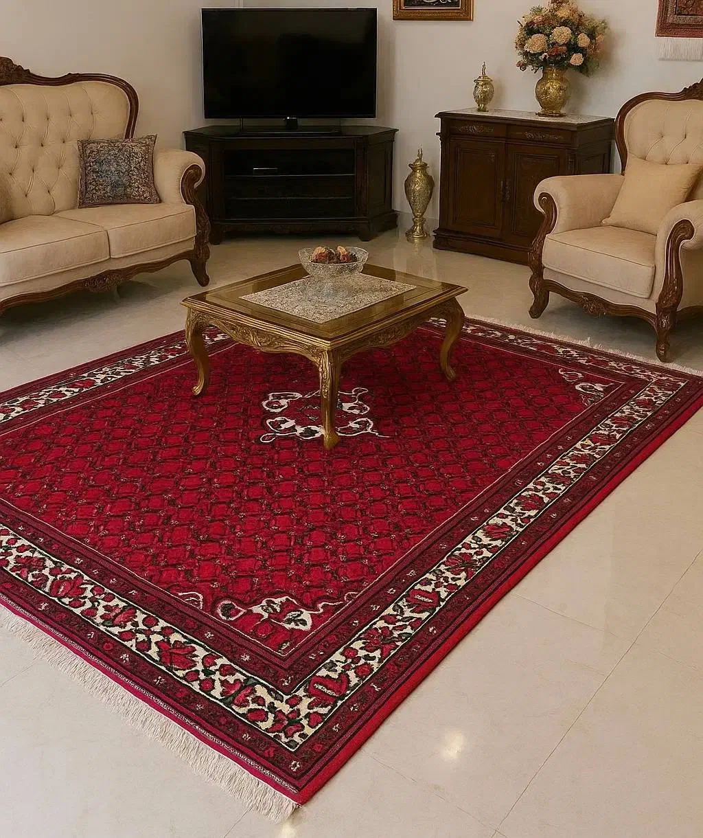 فرش دستباف (بساک) ۳ تخته ۶ متری حسین اباد تازه باف|فرش|مشکین‌دشت, |دیوار