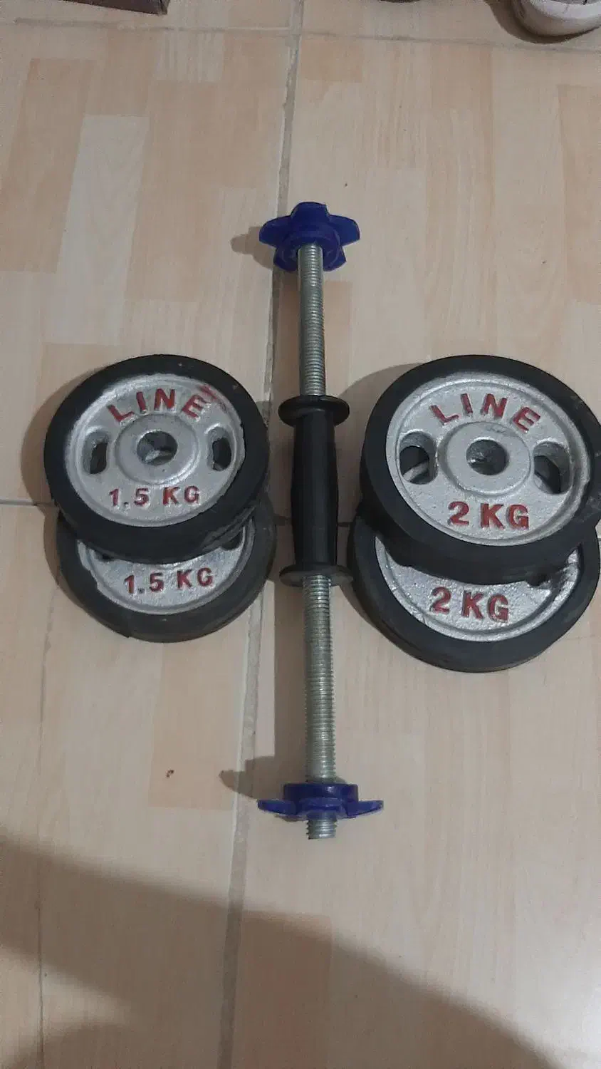 دمبل 2 و 1.5 کیلویی با میله|تجهیزات ورزشی|محمدیه-قزوین, |دیوار