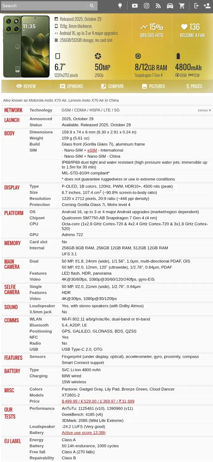 Moto x70 air (motorola edge 70)|موبایل|شیراز, زند|دیوار