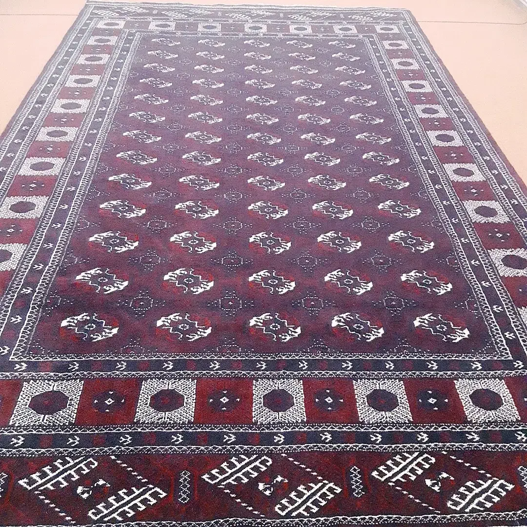 فرش ۳در۴  ترکمنی دست باف با رنگ جگری|فرش|آق قلا, |دیوار