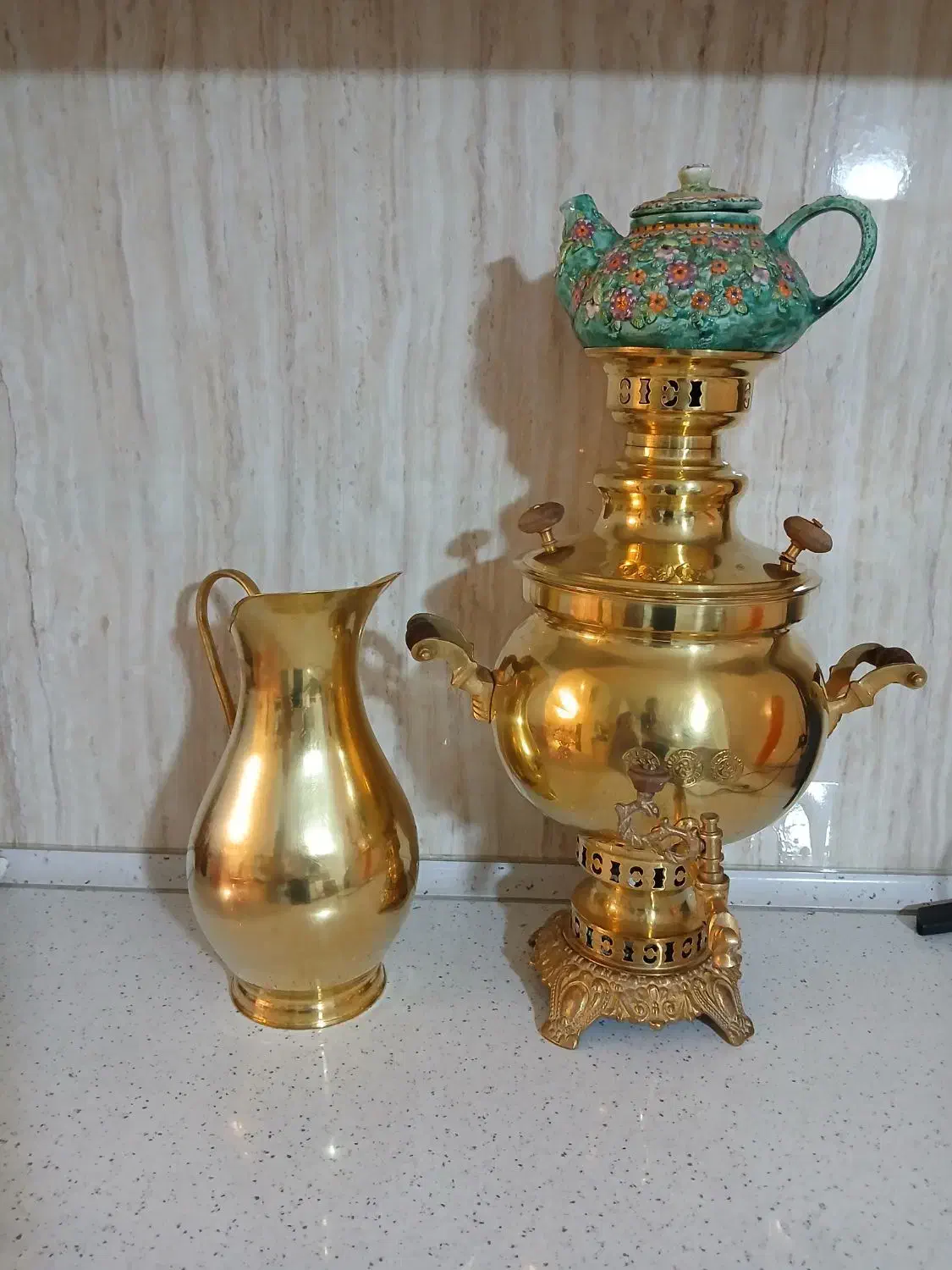 سماور زغالی با پارچ برنز|سماور، چایساز، قهوهساز|تبریز, |دیوار