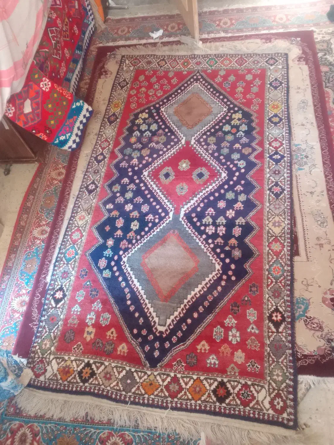 قالی دستبافت ۱.۵۰ در ۳ با پشم|فرش|دهاقان, |دیوار