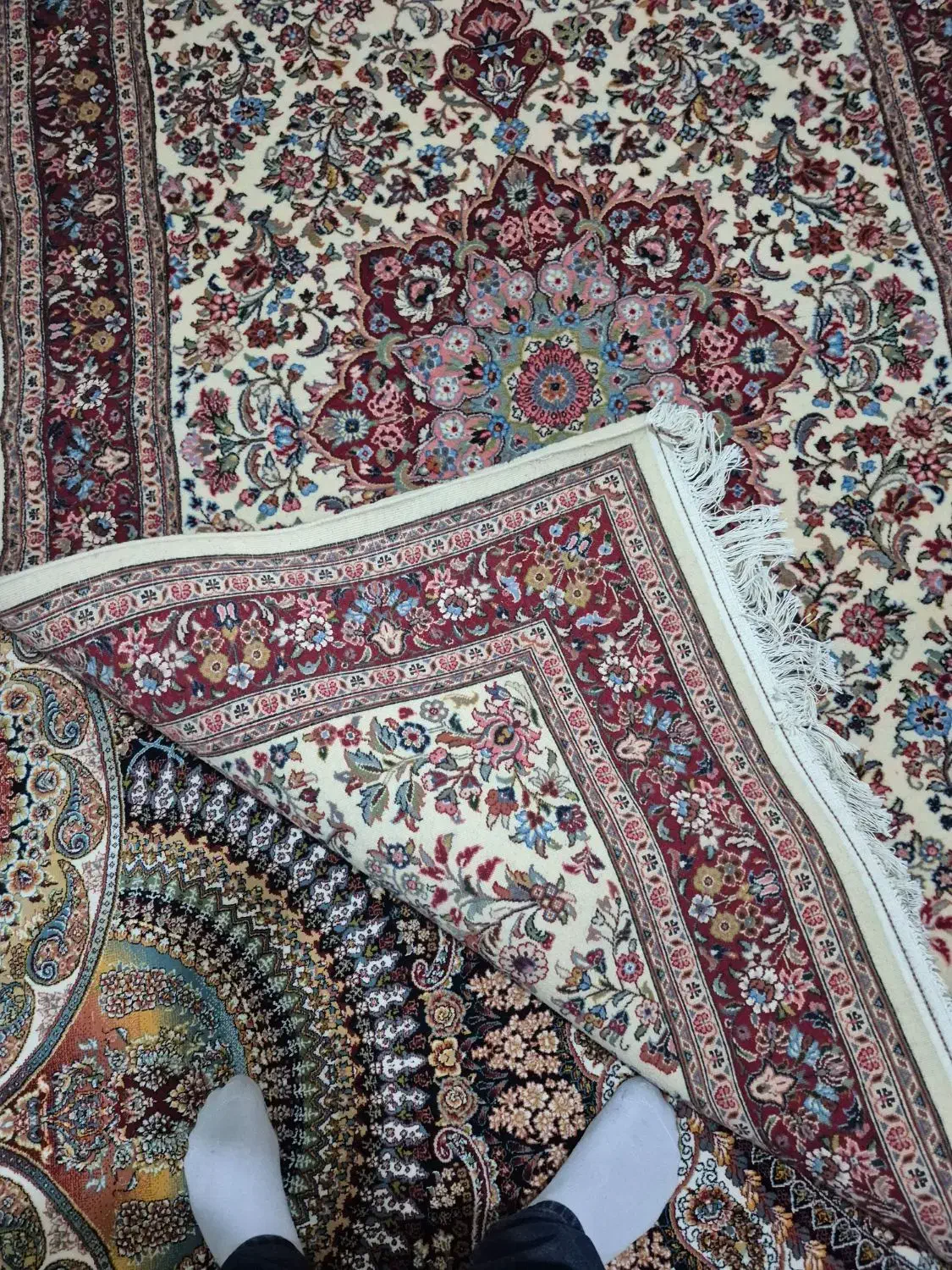 ۱تخته فرش دستبافت کر ک ابریشم|فرش|کرمانشاه, |دیوار