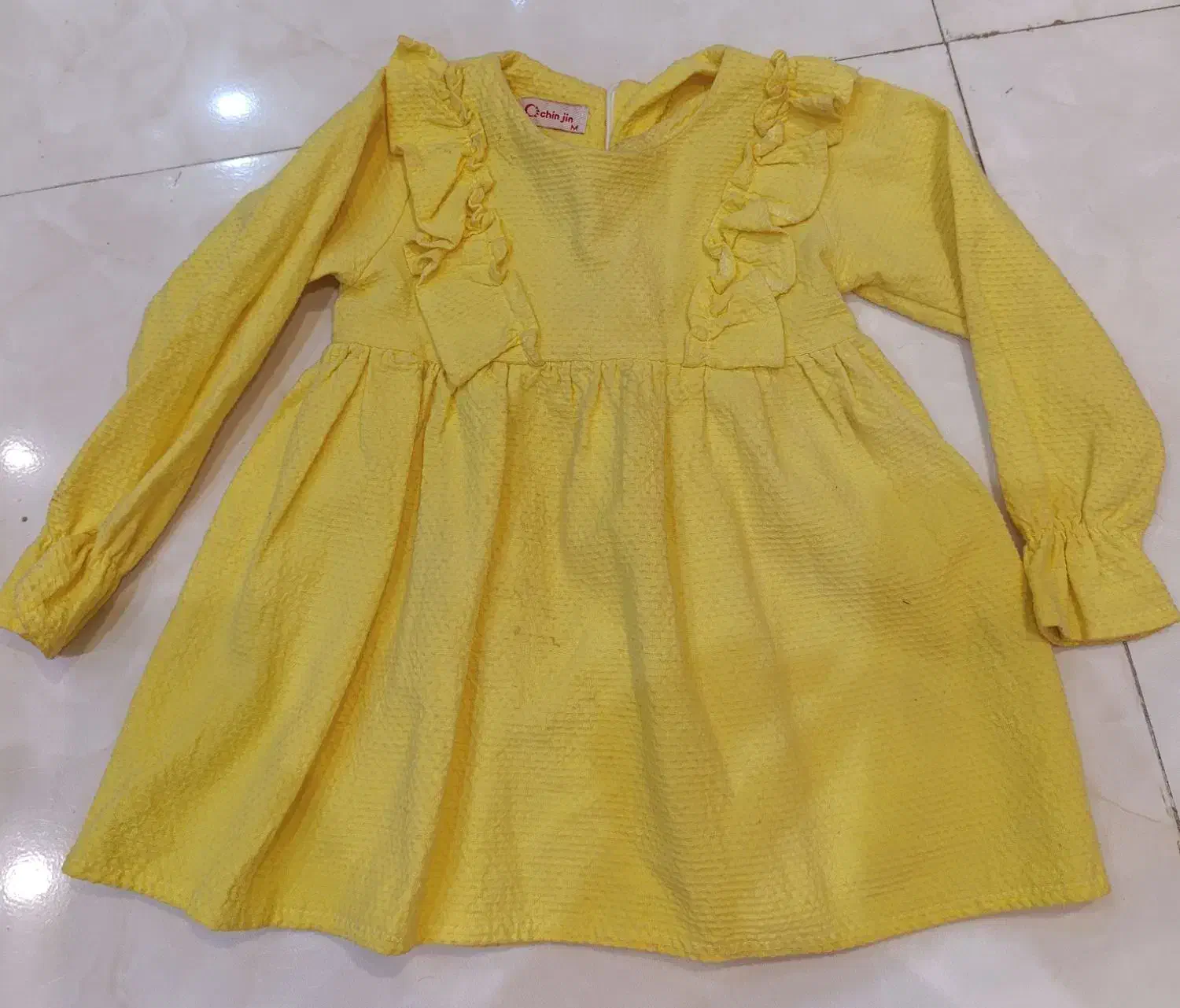 پیراهن دخترانه زردقناری|کفش و لباس بچه|باقرشهر, |دیوار