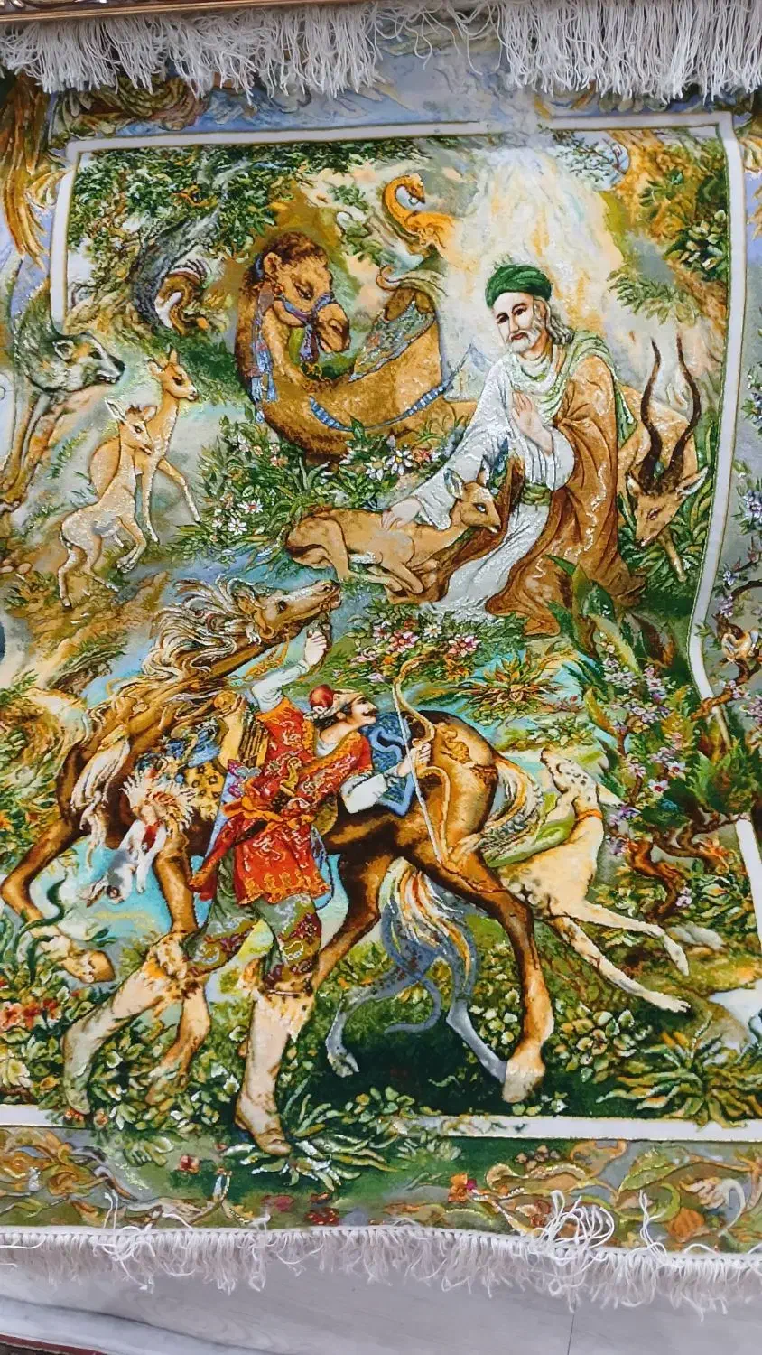 تابلو فرش دستبافت تبریز فرشچیان ضامن آهو|تابلو فرش|تهران, بهار|دیوار