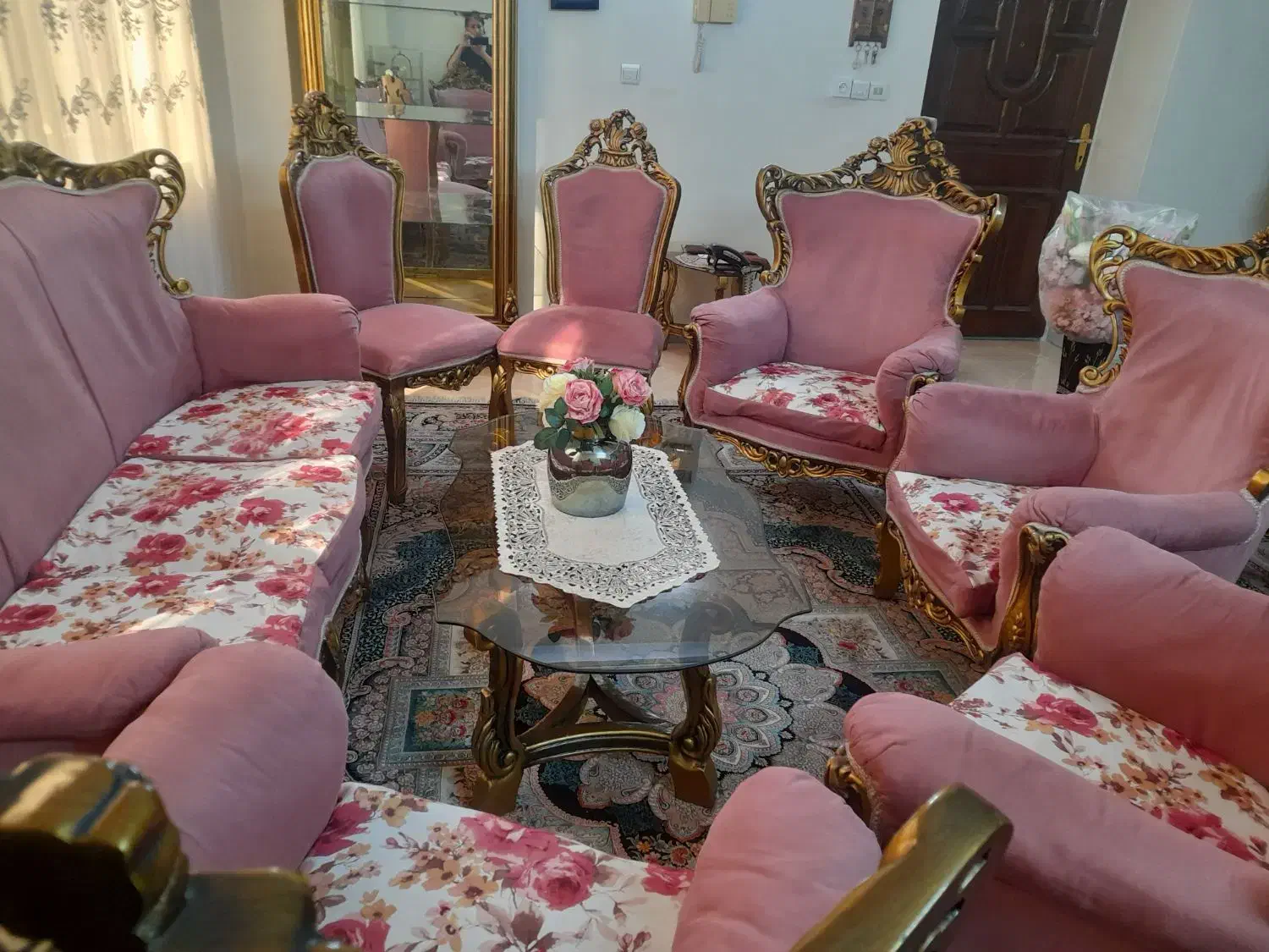 فروش فوری مبلمان ۹ نفره سلطنتی چوب راش|مبلمان خانگی و میز عسلی|ری, اقدسیه|دیوار