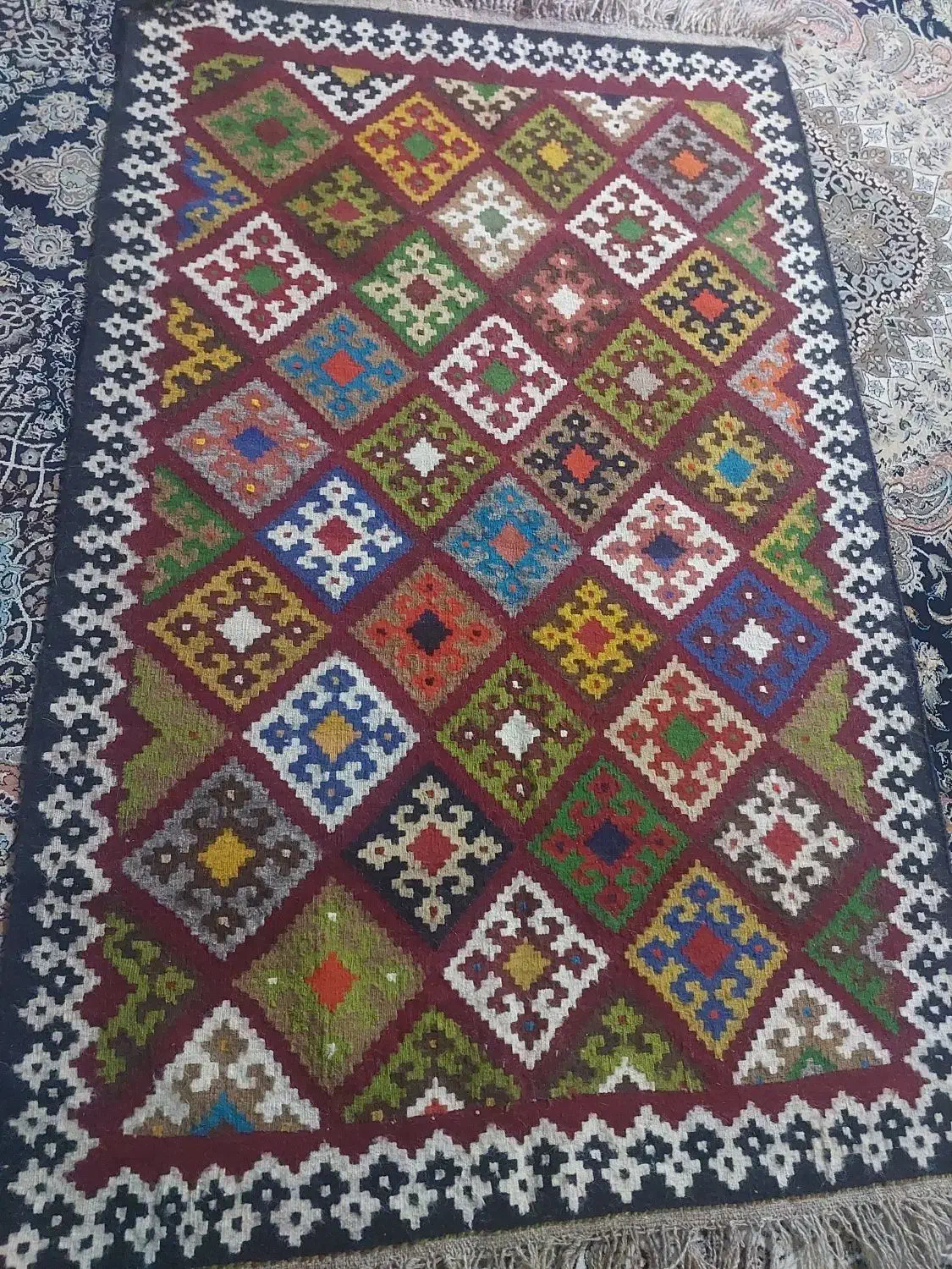 گلیم دستبافت قشقایی|گلیم، جاجیم، گبه|شیراز, پشم شیشه|دیوار