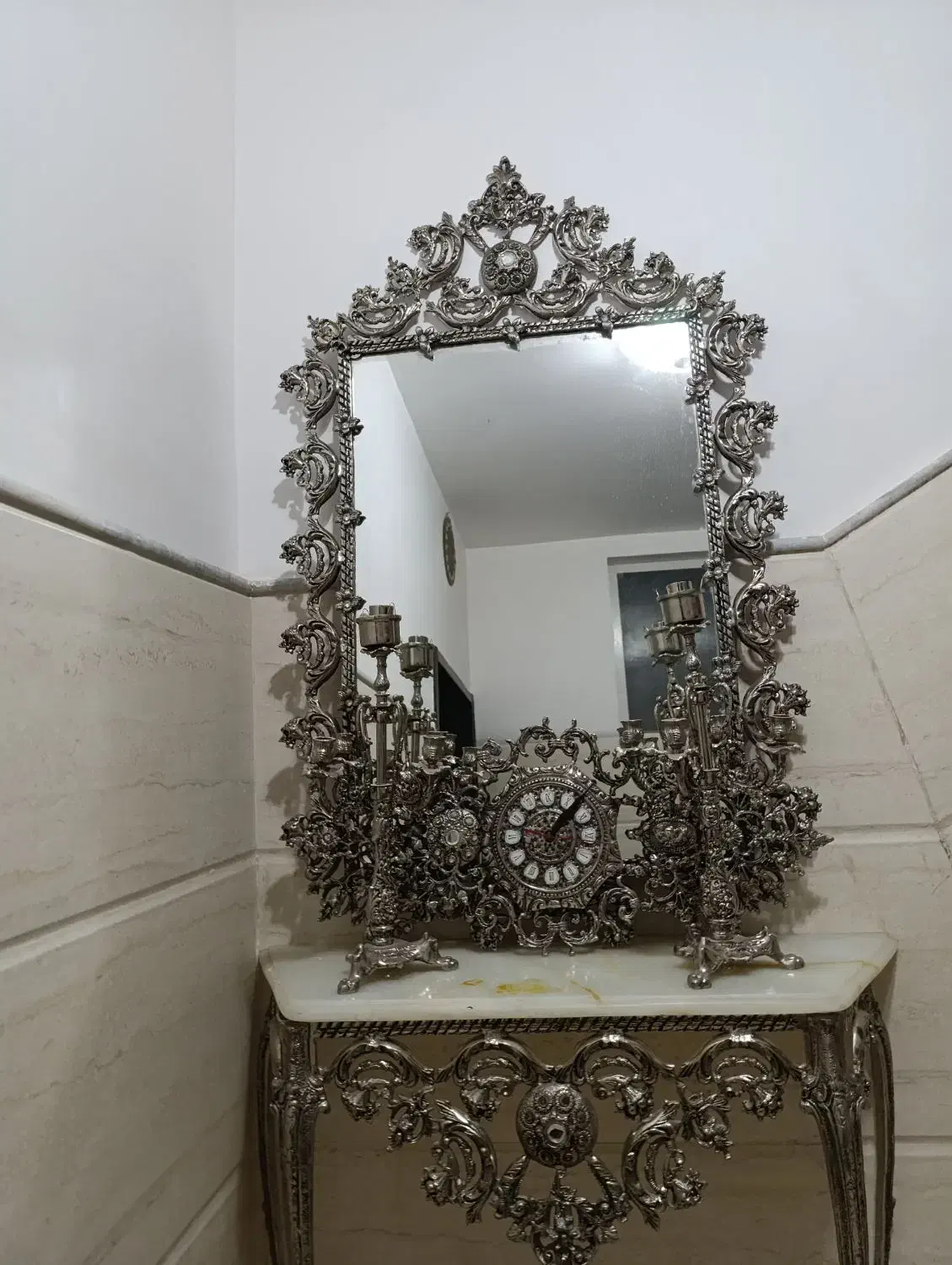 اینه شمعدان برنز لوستر آبکاری|آینه|قم, علی آباد سعدگان|دیوار