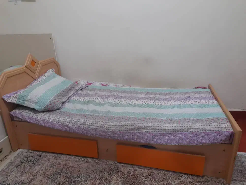 تخت نوجوان با تشک|تخت و سرویس خواب|کیش, |دیوار