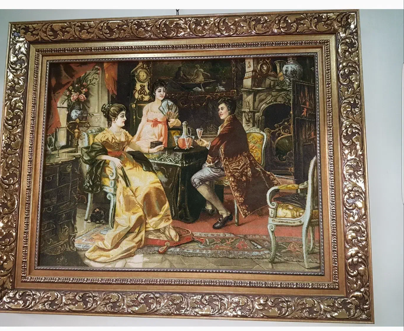 تابلو تبریز ۶۰ رج چله ابریشم گل ابریشم فرانسوی|تابلو فرش|تهران, بازار|دیوار