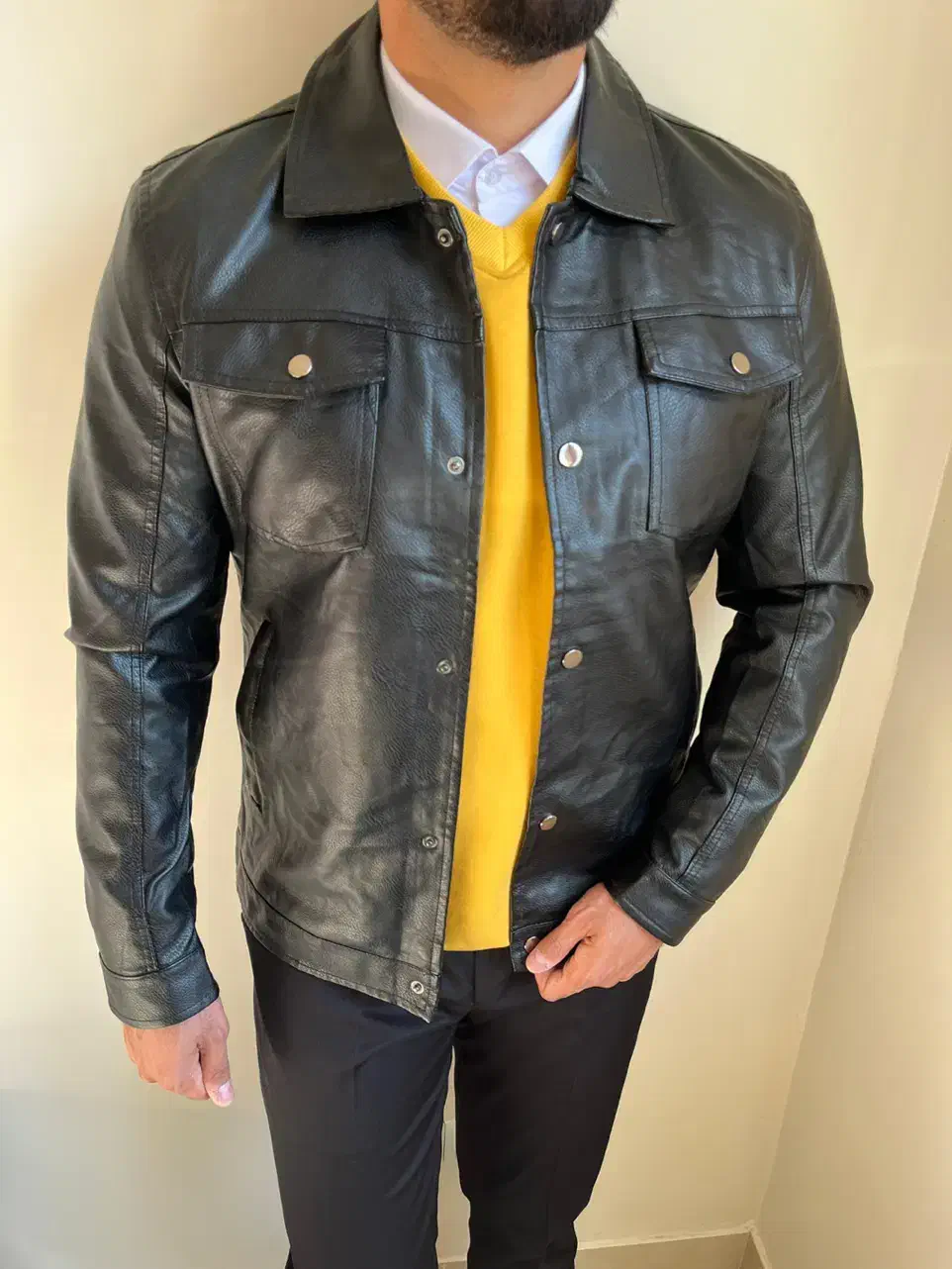 کاپشن چرم جلو دکمه|لباس|تبریز, |دیوار