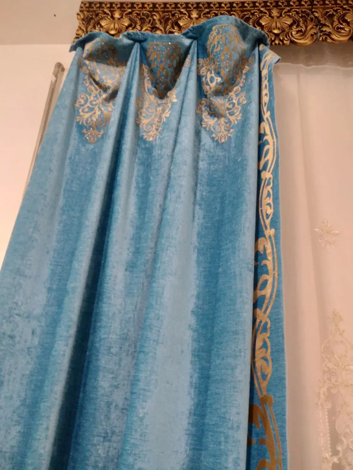 دو عدستک مخمل ی جفت پرده مخمل تور کتیبه|پرده، رانر، رومیزی|رشتخوار, |دیوار