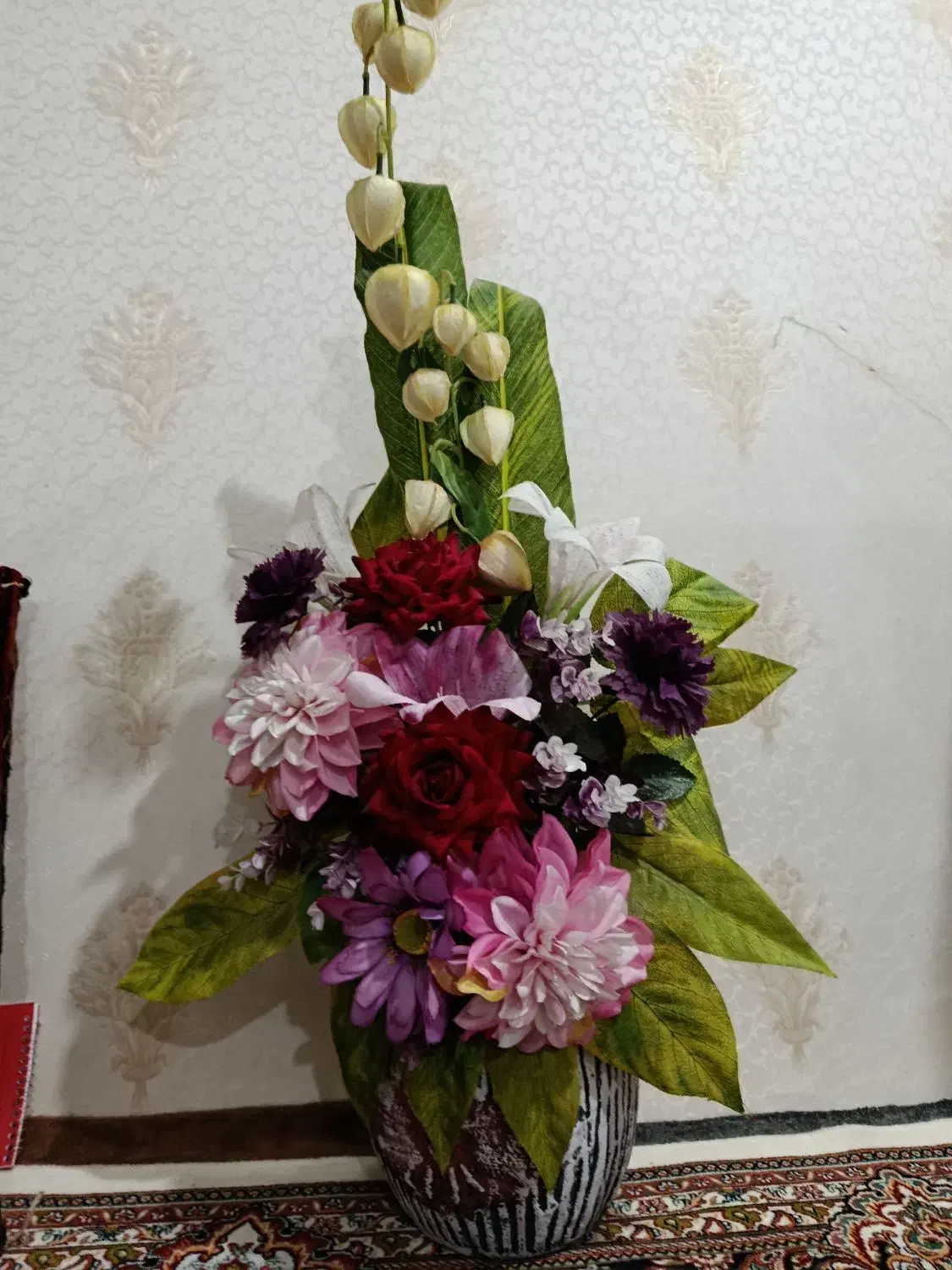 گلدان با گل مصنوعی|گل مصنوعی|مشهد, کوشش|دیوار