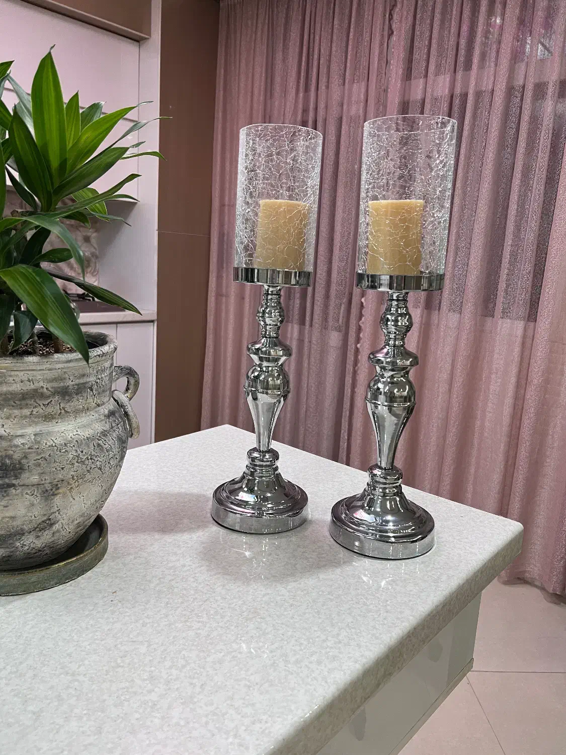 یک جفت شمعدان استیل بلند|صنایع دستی و سایر لوازم تزئینی|رباط‌کریم, رباط‌کریم|دیوار