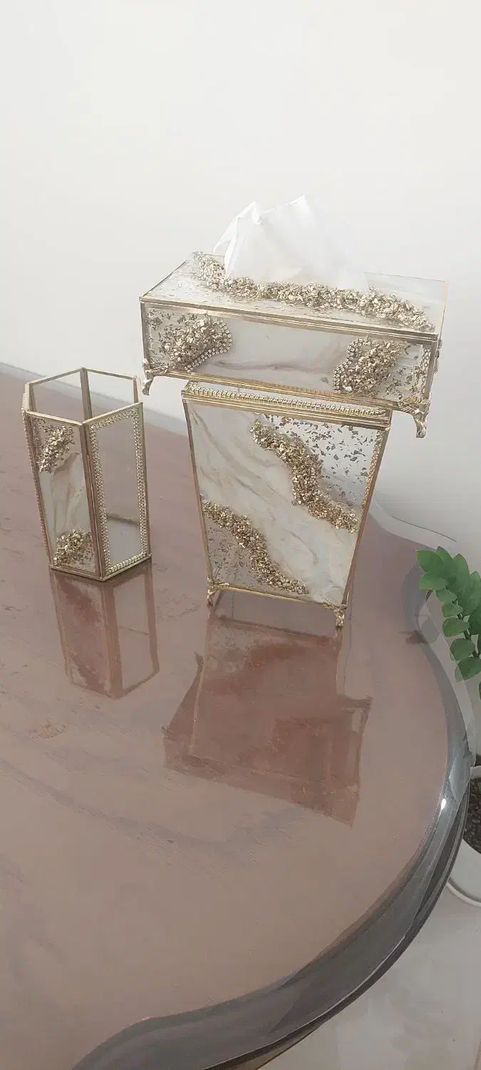 سلام ست جا دستمال و سطل و گلدون رزین با کیفیت|صنایع دستی و سایر لوازم تزئینی|فردوس (کرمان), |دیوار