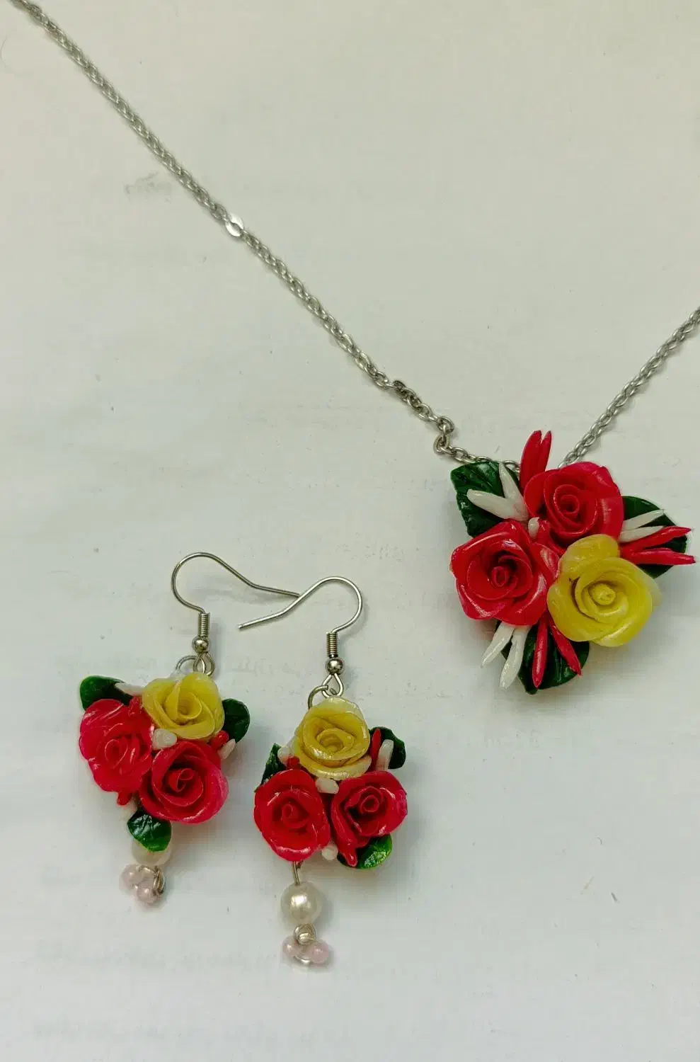 ست کامل زیورآلات گل چینی طرح گل رز|بدلیجات|زاهدان, |دیوار