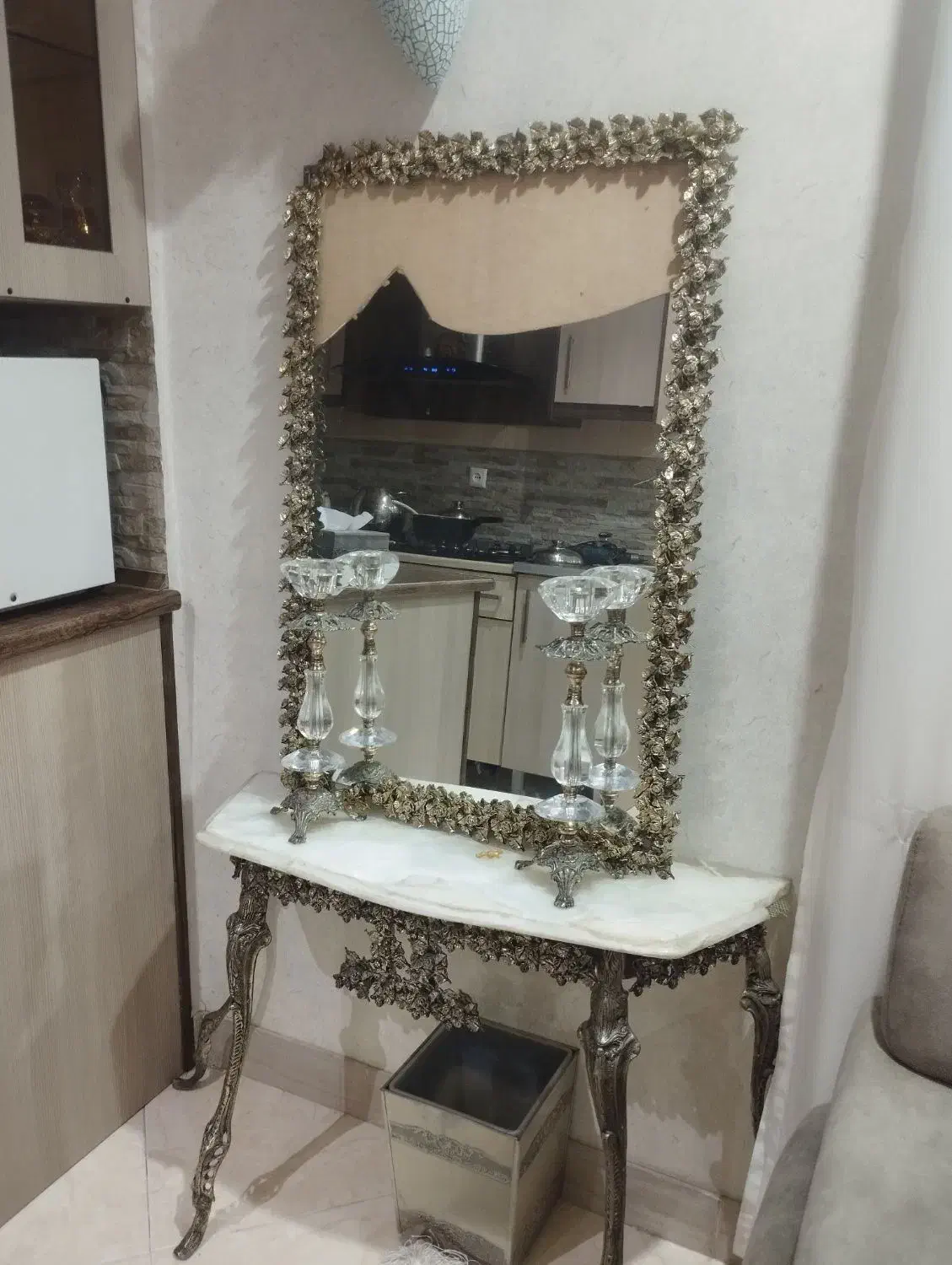 آینه شمعدان برنج|بوفه، ویترین، کنسول|تهران, افسریه شمالی|دیوار