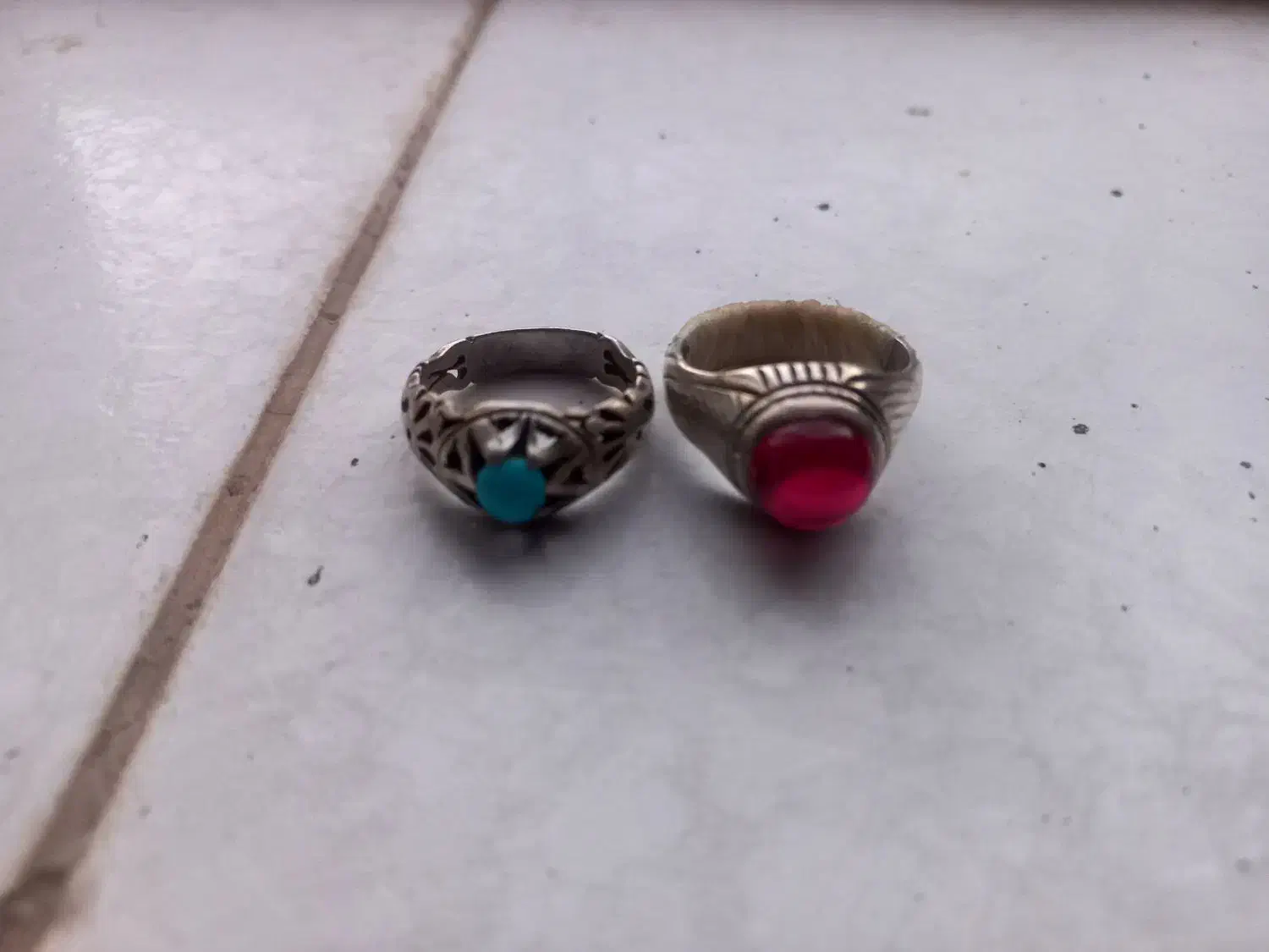 انگشتر یاقوت و فیروزه نقره|جواهرات|بافت, |دیوار