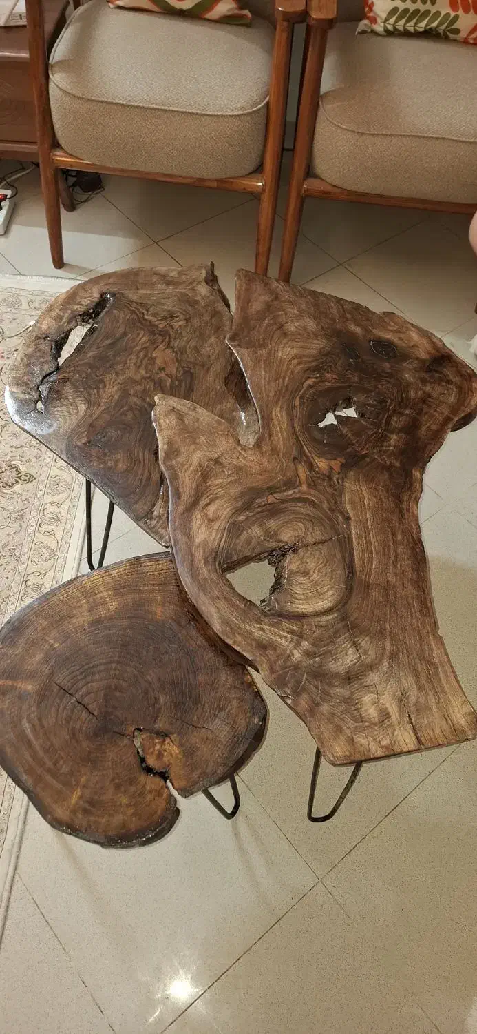 میز جلو مبلی 3 تیکه با اسلب چوب گردو|مبلمان خانگی و میز عسلی|مشهد, شریف|دیوار