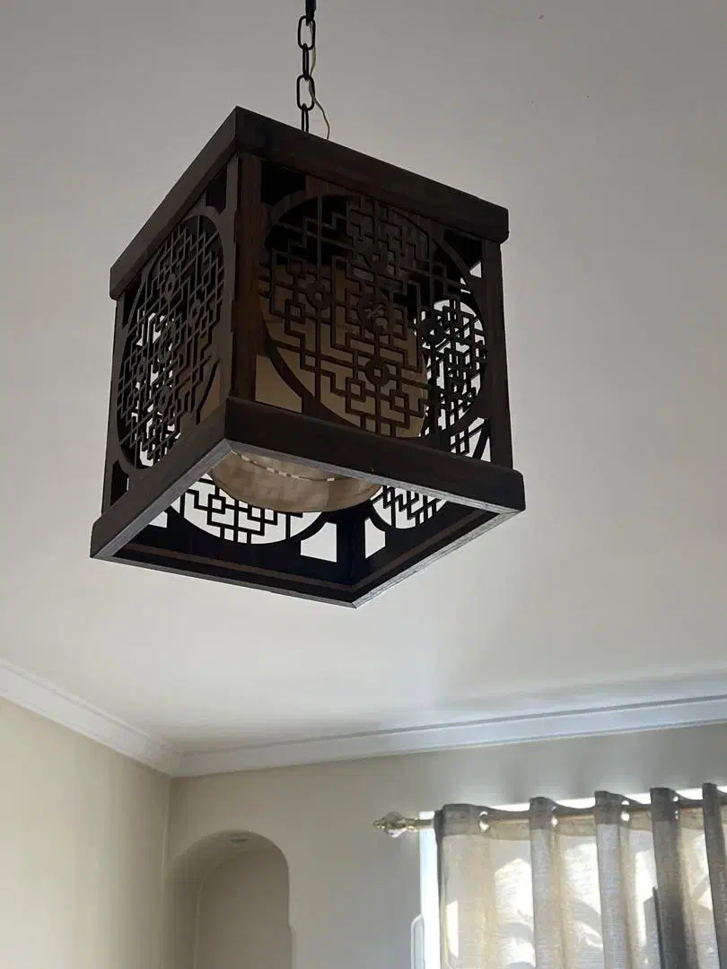 لوستر چوبی با حباب|لوستر و چراغ آویز|تهران, دبستان|دیوار