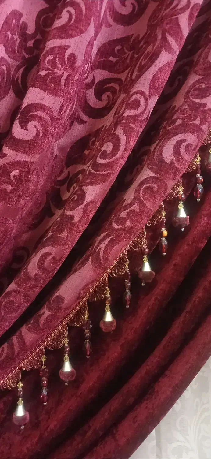 دستک پرده مخمل زرشکی درجه ۱ ترک در حد نو|پرده، رانر، رومیزی|قوچان, |دیوار