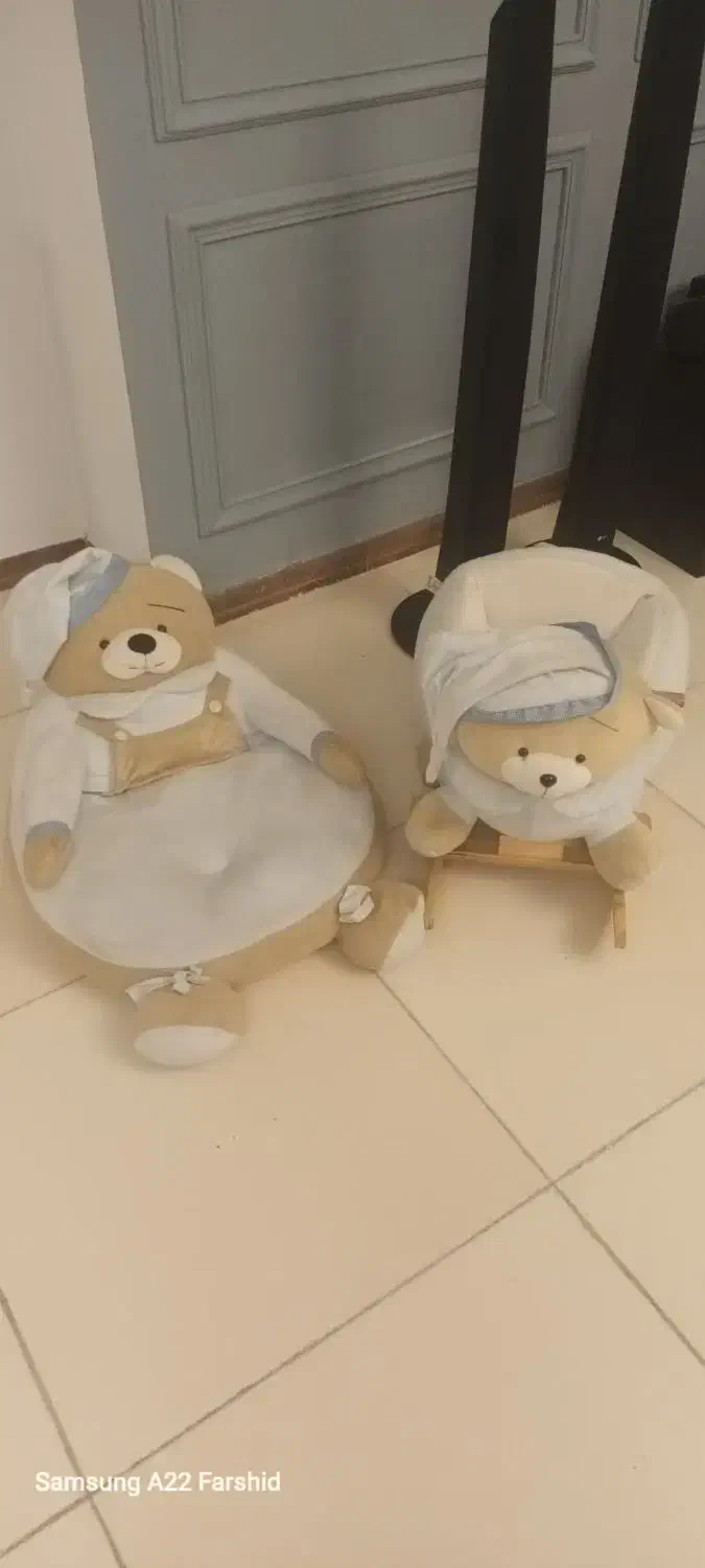 راکر چوبی طرح تدی به همراه بالشت تدی|اسباب و اثاث بچه|رودهن, |دیوار