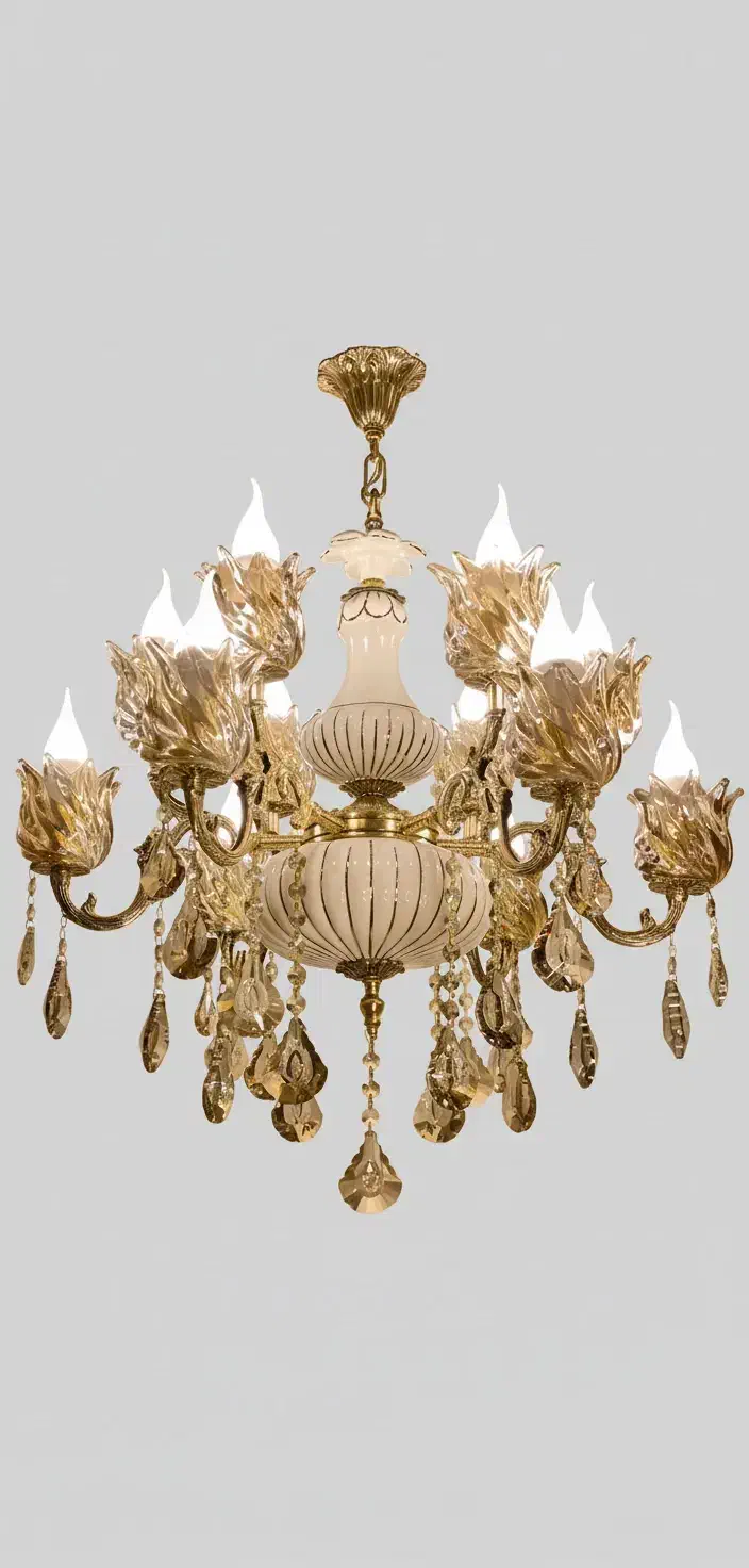 لوستر ده شعله برنزی سرامیکی با قمیت واقعی واقعی|لوستر و چراغ آویز|تهران, عبدل‌آباد|دیوار