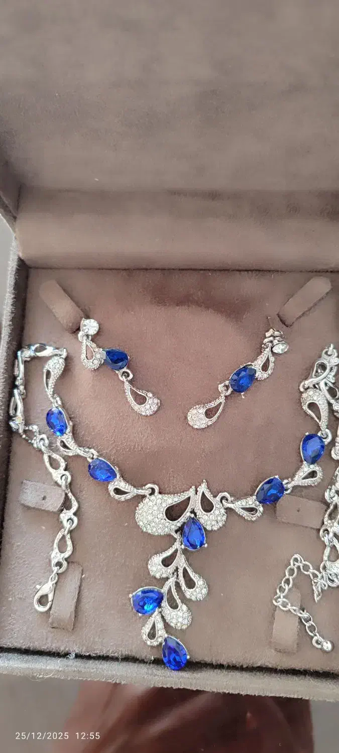 ست گوشواره و گردنبند استیل . انگشتر سنگ بنفش|جواهرات|اصفهان, پوریای ولی|دیوار