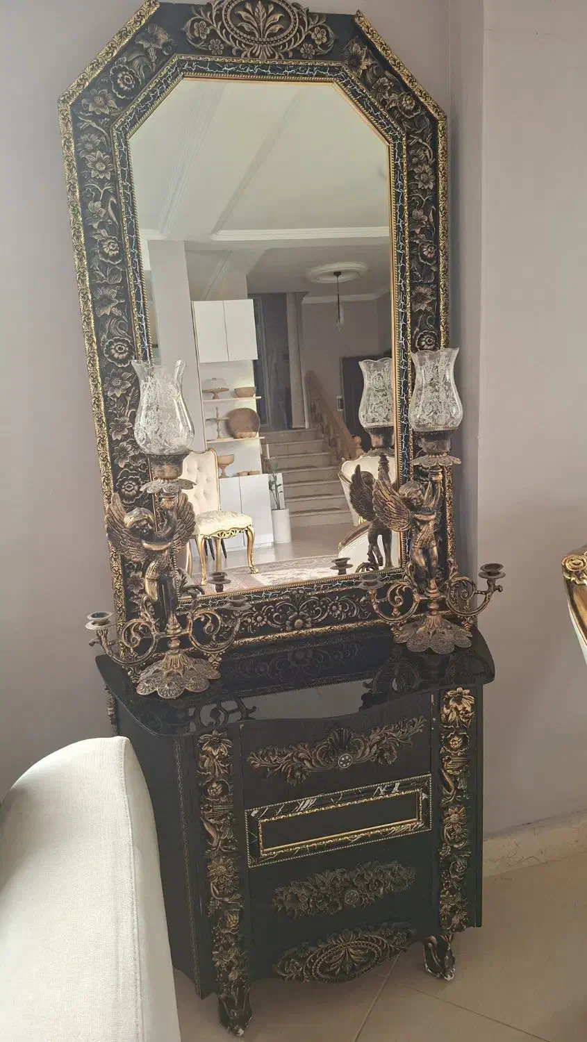 آینه کنسول شمعدانی|بوفه، ویترین، کنسول|کلاردشت, |دیوار