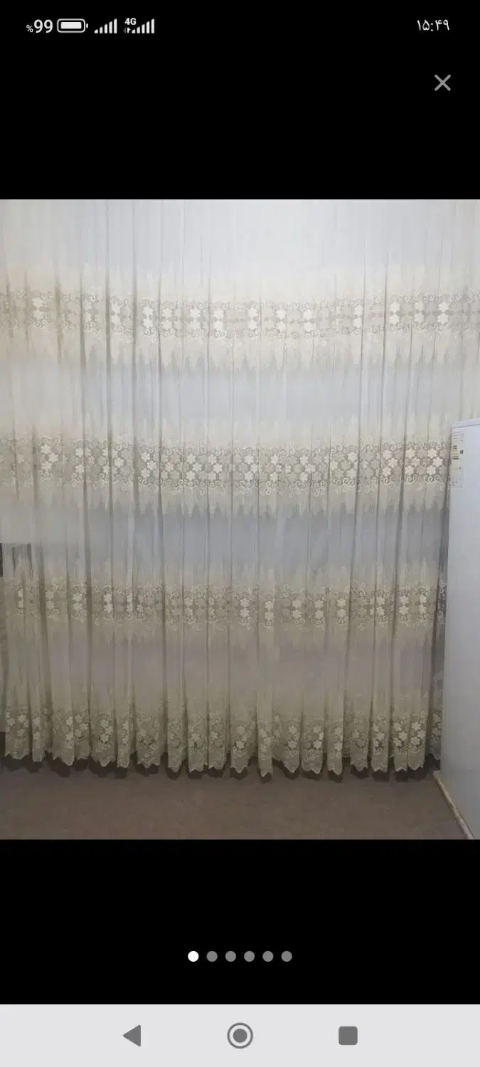 پرده حریر در حد نو همراه با کتیبه و میل پرده|پرده، رانر، رومیزی|خان ببین, |دیوار