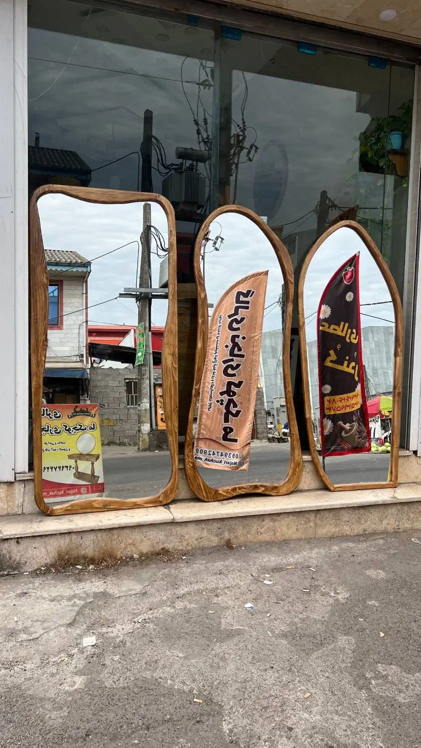 آینه قدی طرح صخره،دفرمه چوبی،سایز ۸۰×۱۸۰|آینه|رشت, پیرکلاچای|دیوار