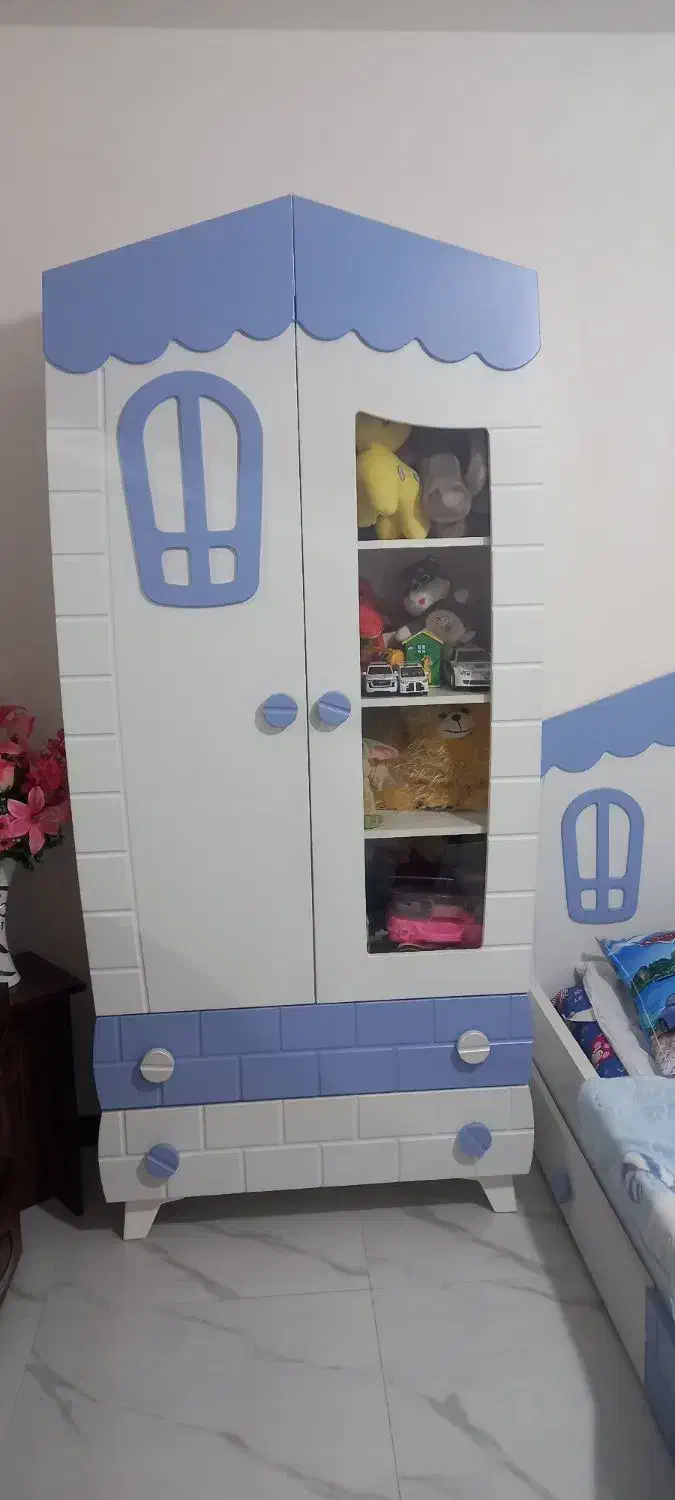 تخت وکمد کودک مدل کلبه|تخت و سرویس خواب|قوچان, |دیوار