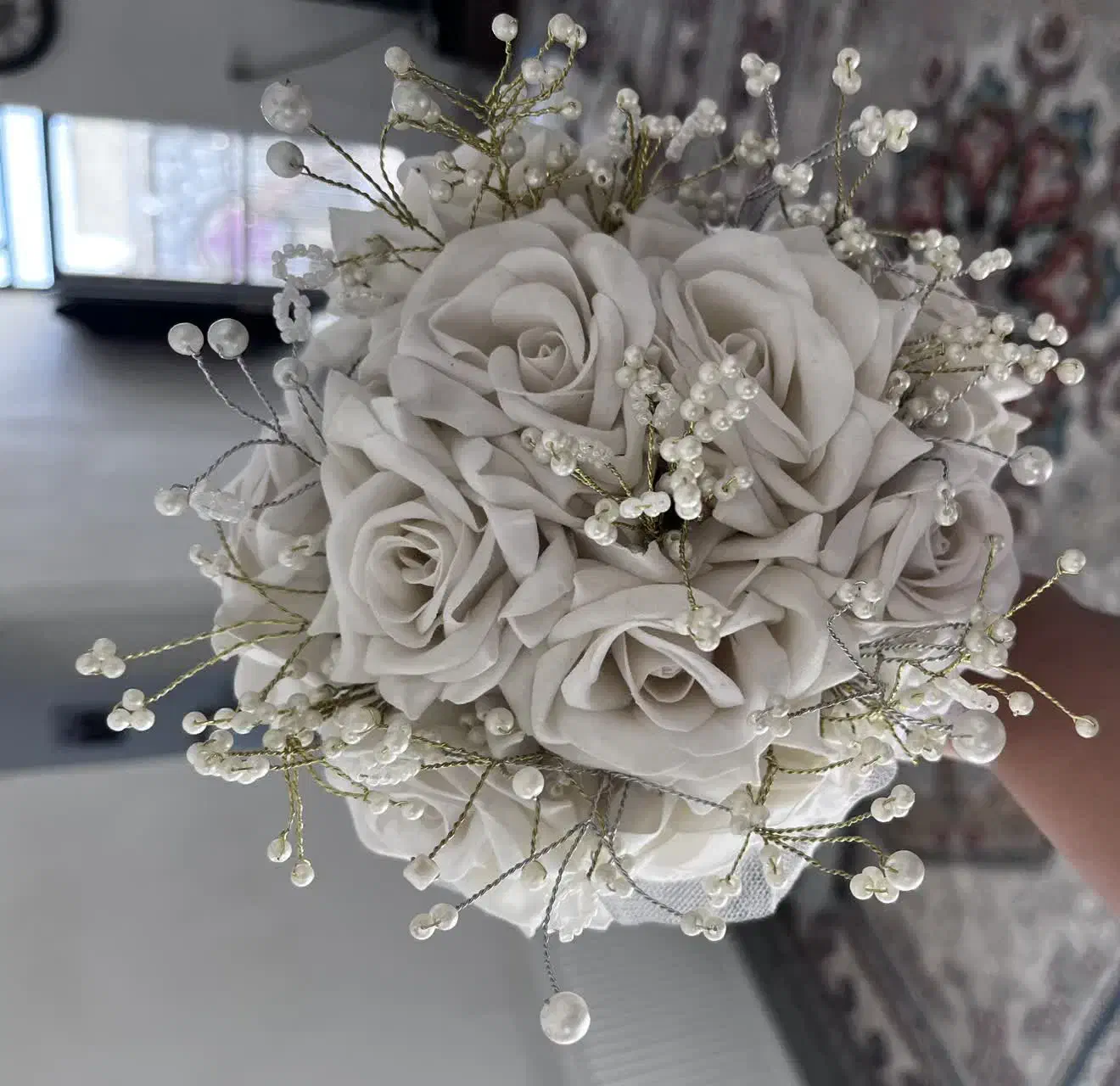 دسته گل عروس|گل مصنوعی|بافق, |دیوار