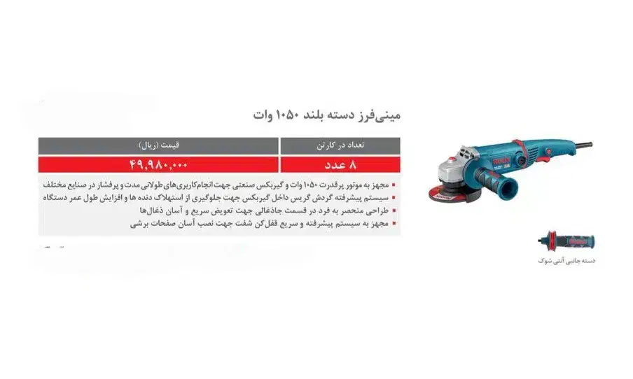جشنواره نقد/اقساط مینی فرز۱۰۵۰وات دسته بلند رونیکس|ابزارآلات|قزوین, |دیوار