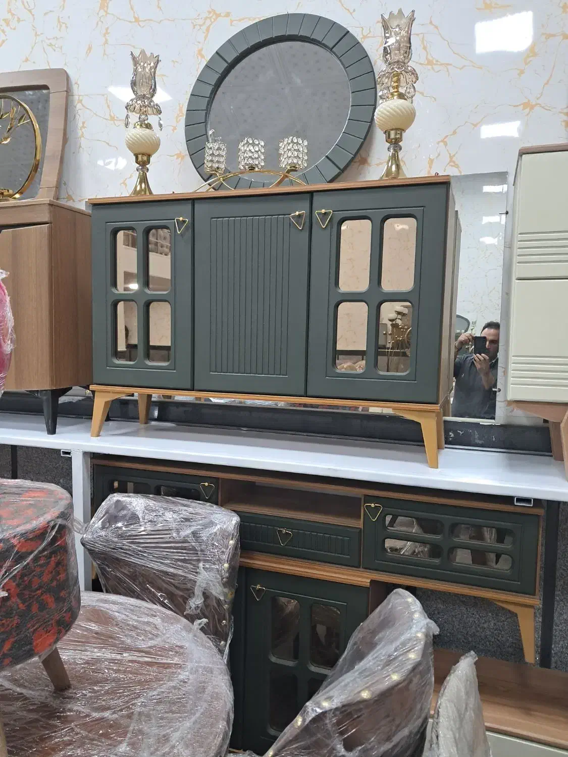 ست کامل آینه کنسول ،میز تلویزیون و جای کفش و آینه|بوفه، ویترین، کنسول|مشگین شهر, |دیوار