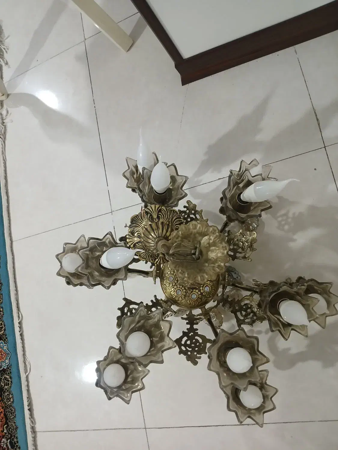 لوستر برنز ۱۲ شعله|لوستر و چراغ آویز|شهریار, شهریار|دیوار