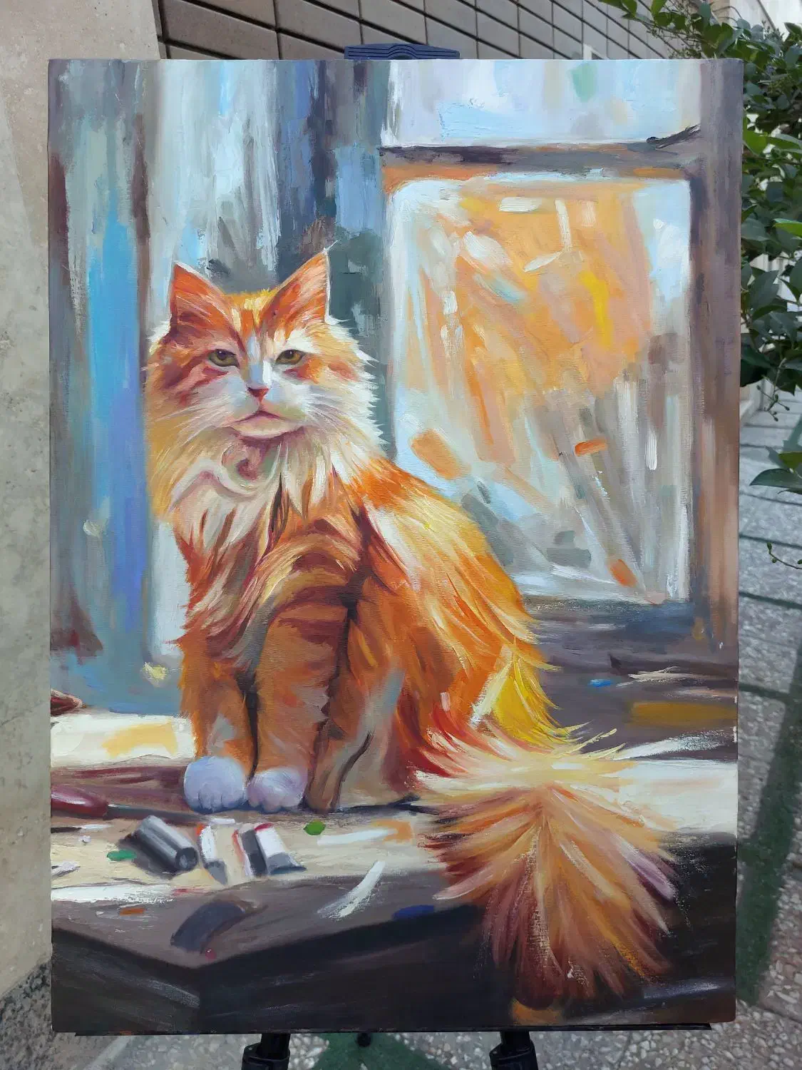 تابلو نقاشی رنگ روغن۵۰×۷۰-گربه نارنجی|تابلو، نقاشی، عکس|گرگان, |دیوار