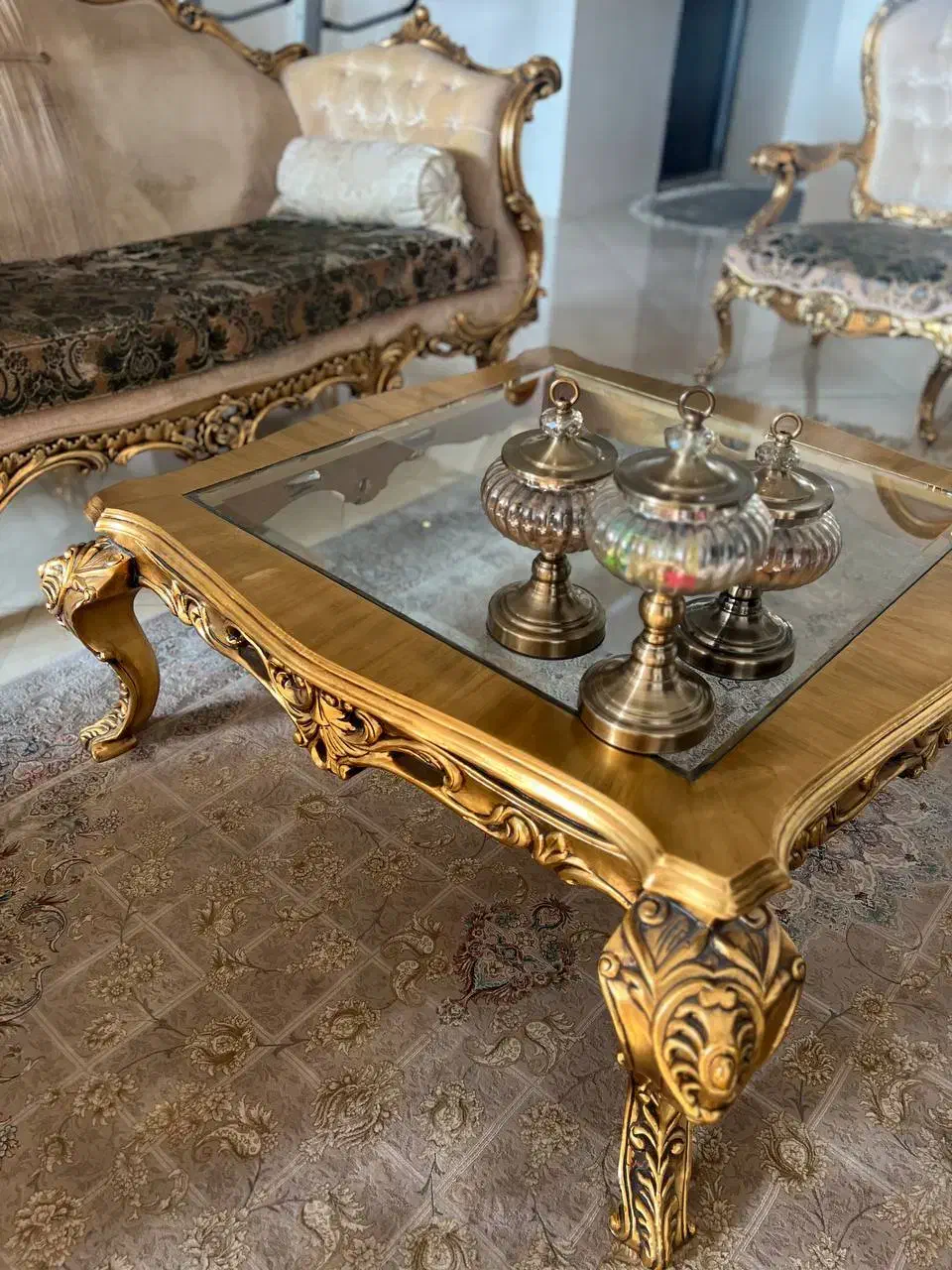 مبلمان سلطنتی چوب اصل و منبت کاری شده درجه یک|مبلمان خانگی و میز عسلی|اندیشه, اندیشه فاز ۳|دیوار