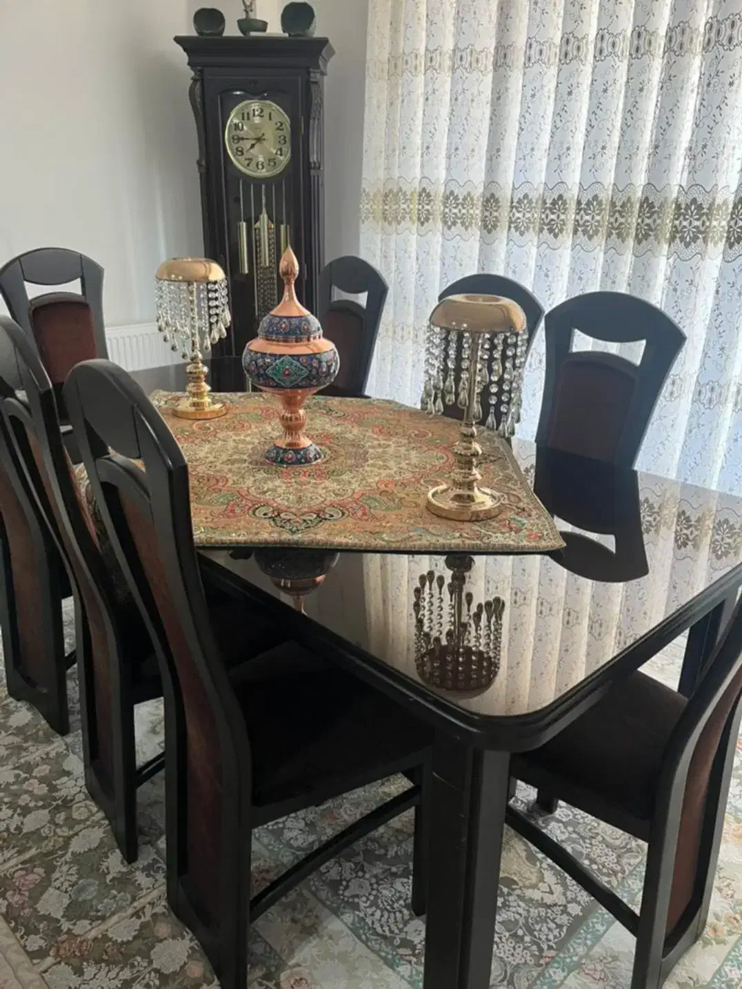 میز و صندلی نهار خوری چوبی ۸نفره|میز و صندلی غذاخوری|دوگنبدان, |دیوار