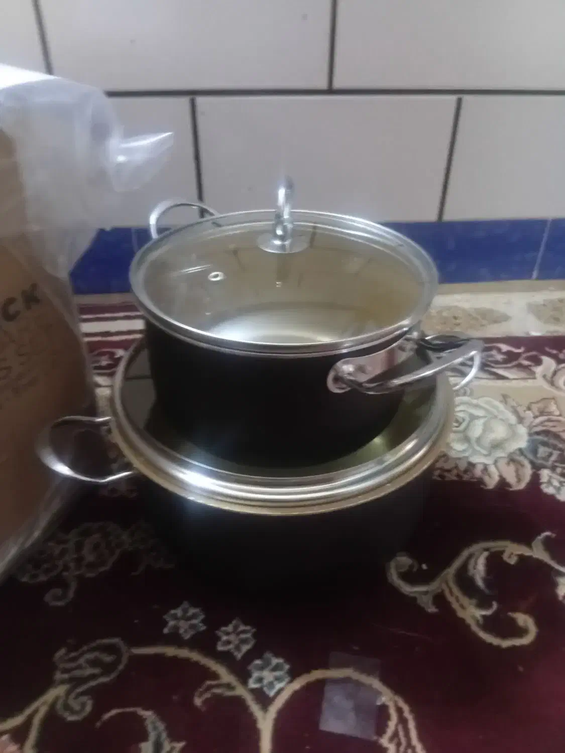 قابلمه سرویس ۱۰ پارچه دسته نقره ای وارمی|ظروف پخت‌وپز|اندیمشک, |دیوار