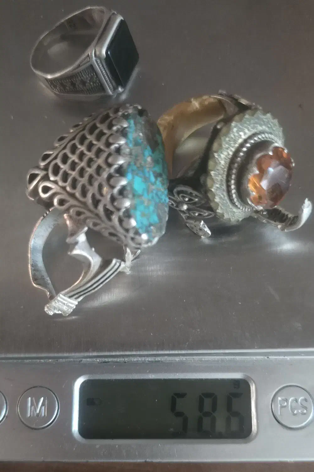 انگشتر نقره فیروزه نیشابور و الماس کاری شده|جواهرات|گناباد, |دیوار