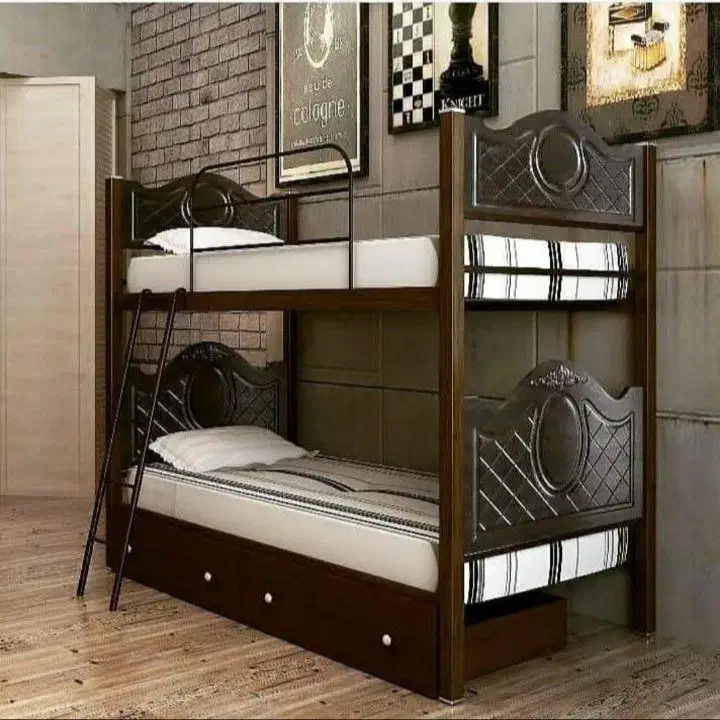 تخت دوطبقه فلزی چوبی|تخت و سرویس خواب|تبریز, |دیوار